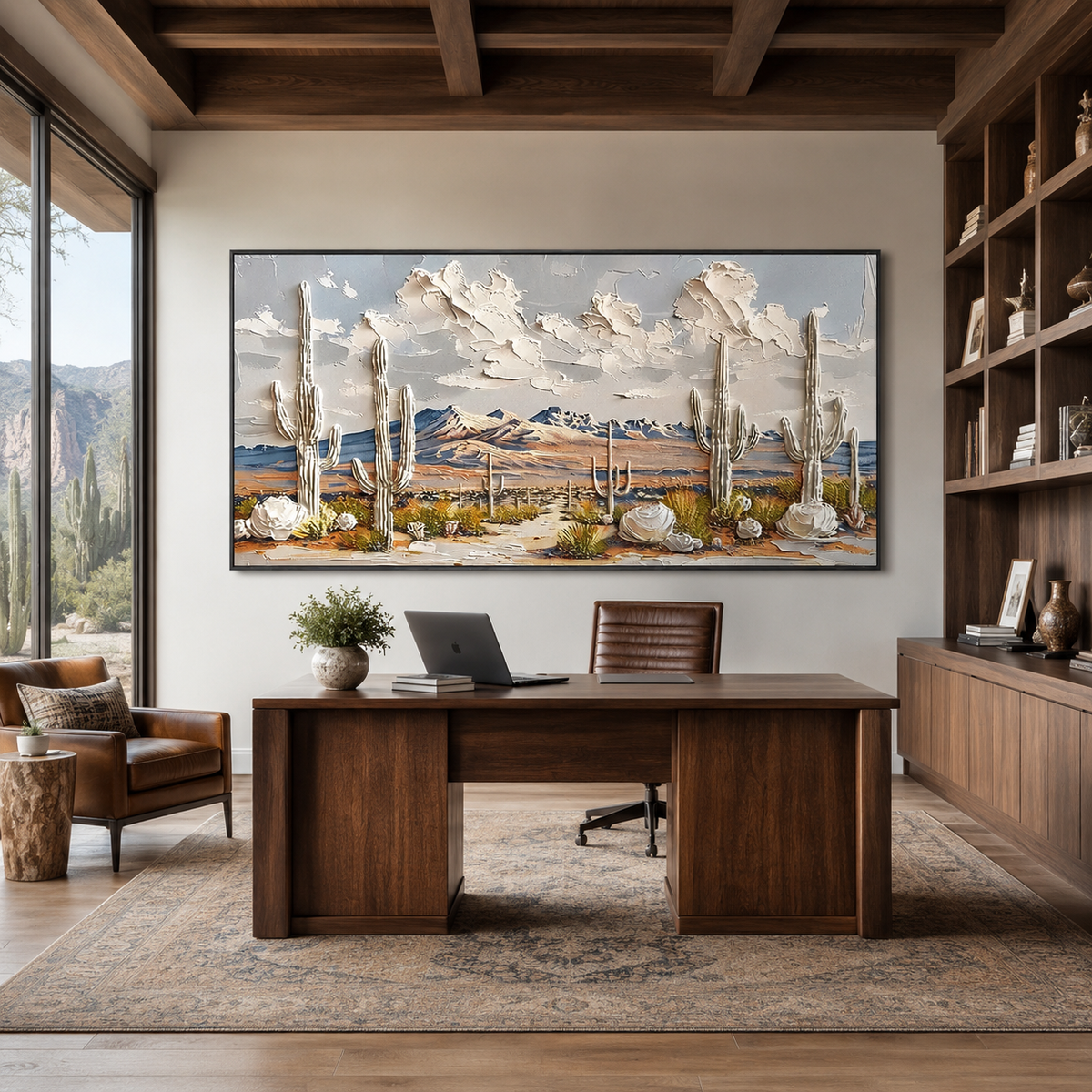 Desert Sentinels-Saguaro Mountain Landscape Painting