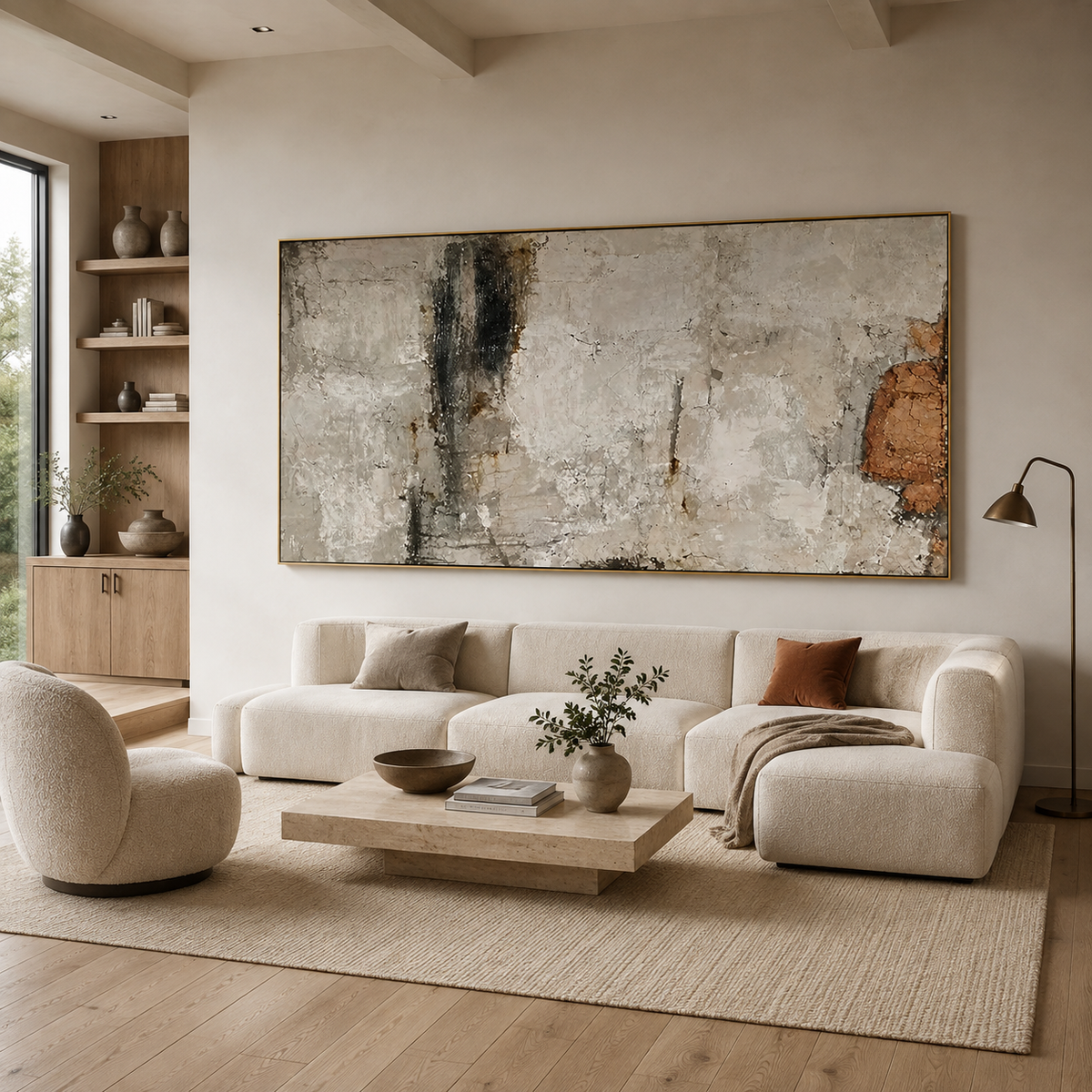 Weathered Silence-Neutral Rust Abstract Painting