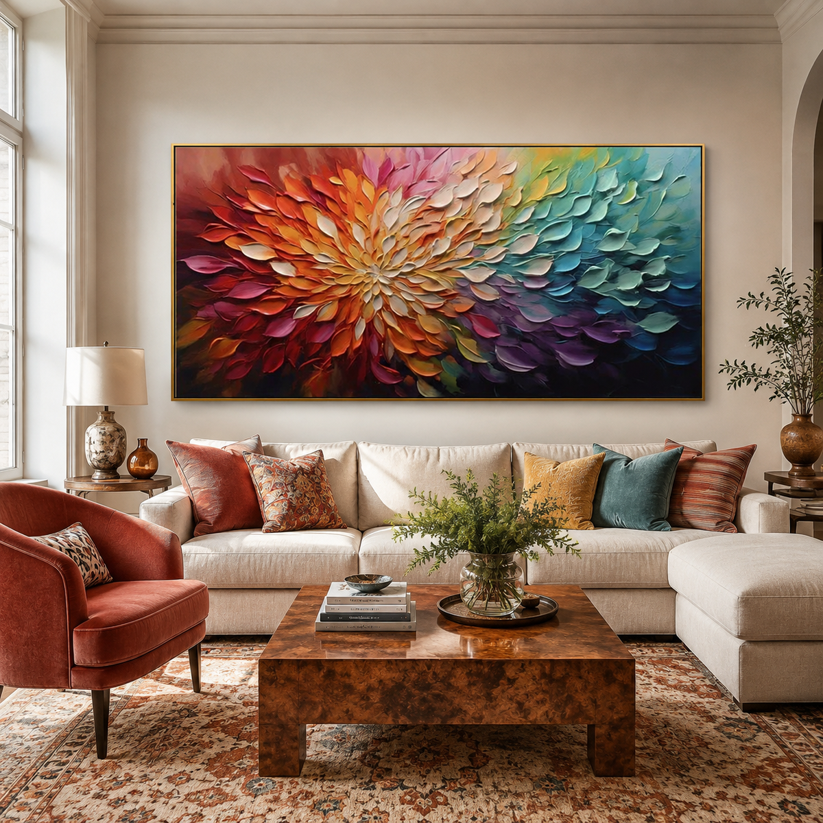 Prismatic Bloom-Colorful Impasto Flower Painting