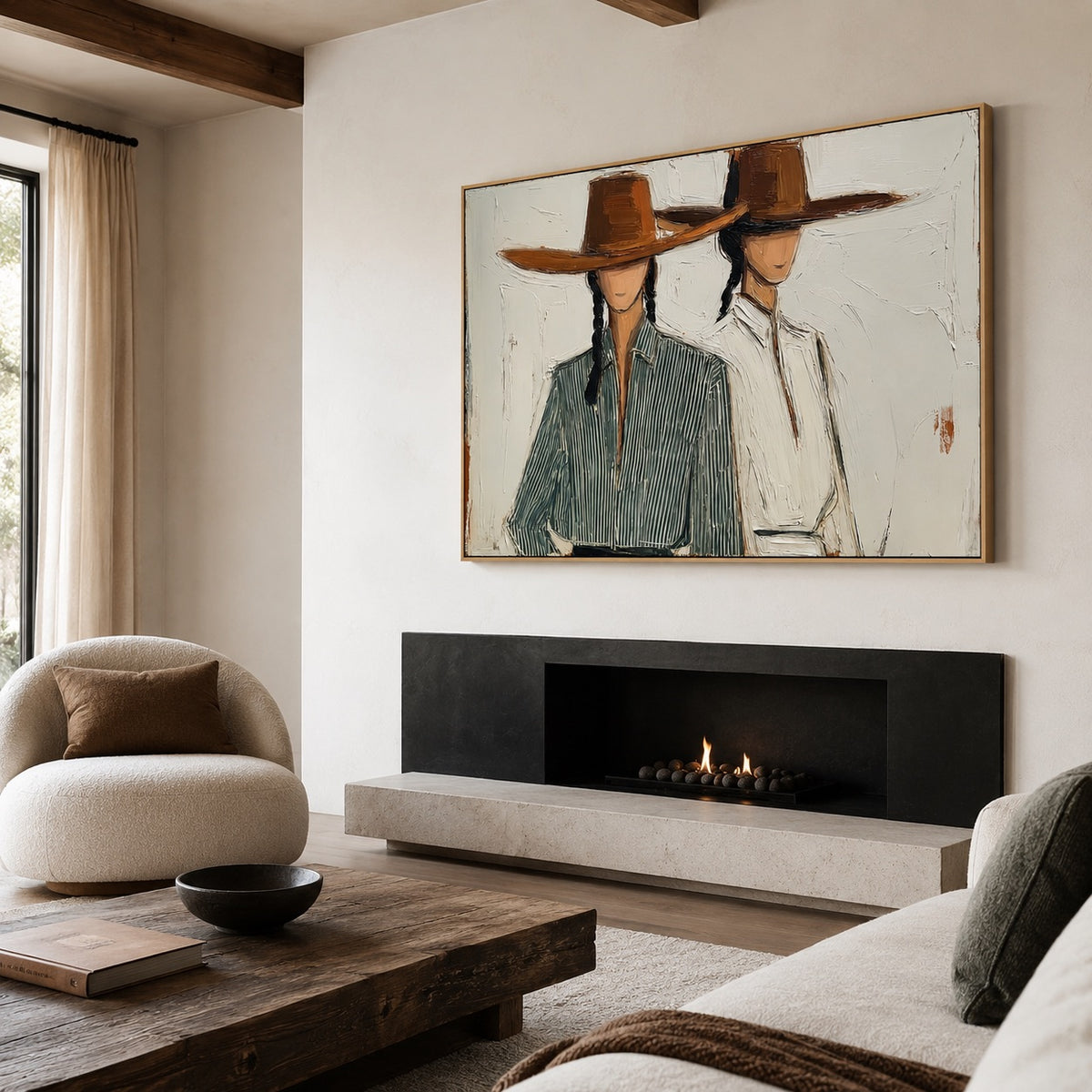 Mesa Pair-Western Women Oil Painting