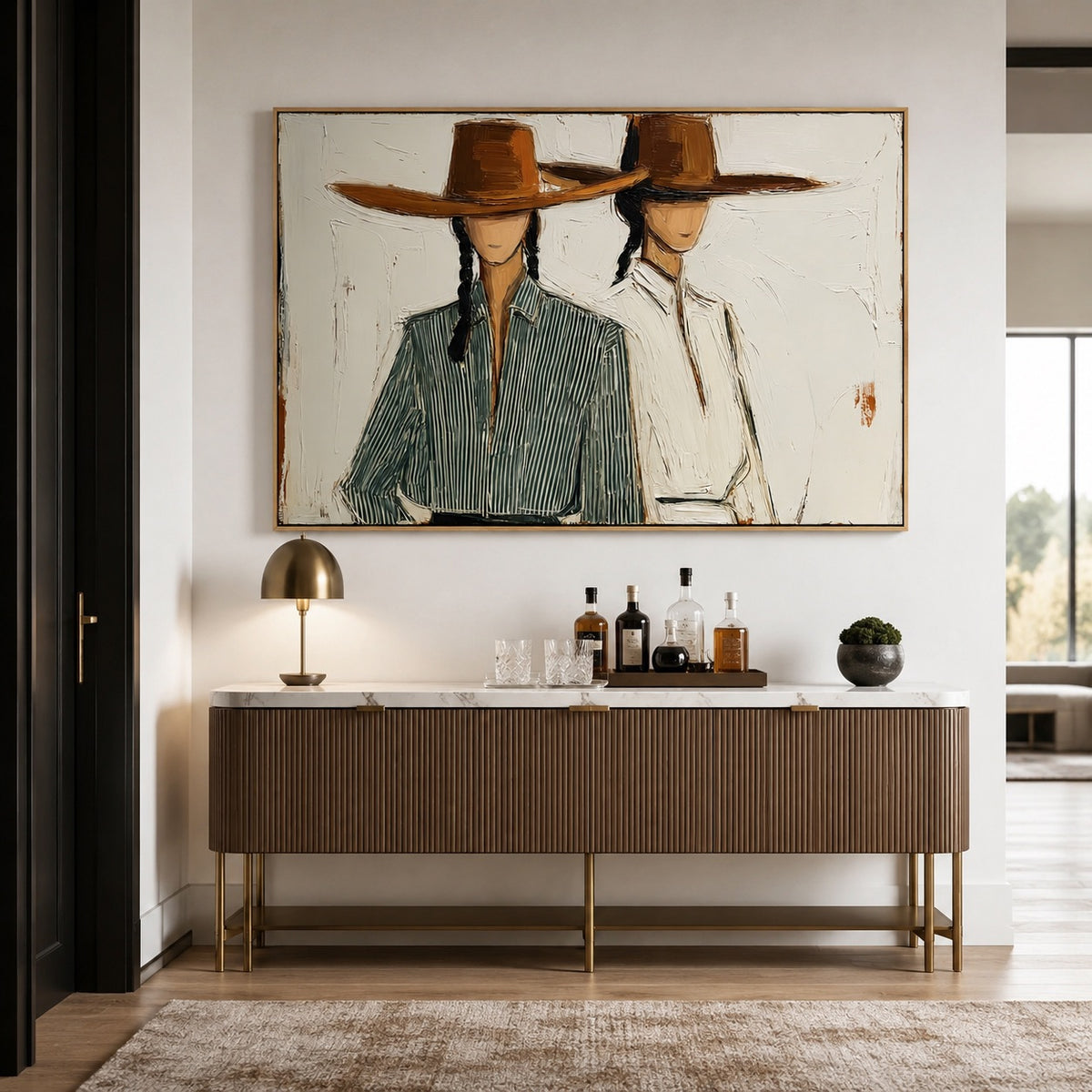 Mesa Pair-Western Women Oil Painting