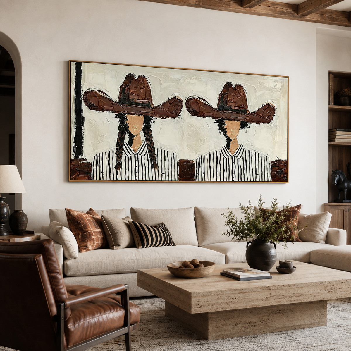 Western Sisters-Two Cowgirl Portrait Painting