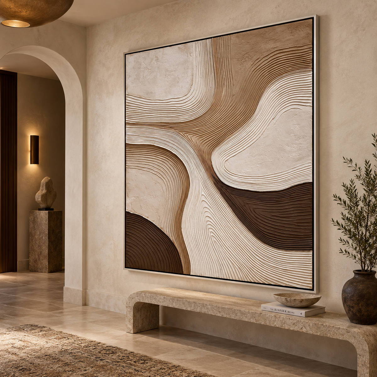 Organic Flow-Neutral Texture Abstract Painting