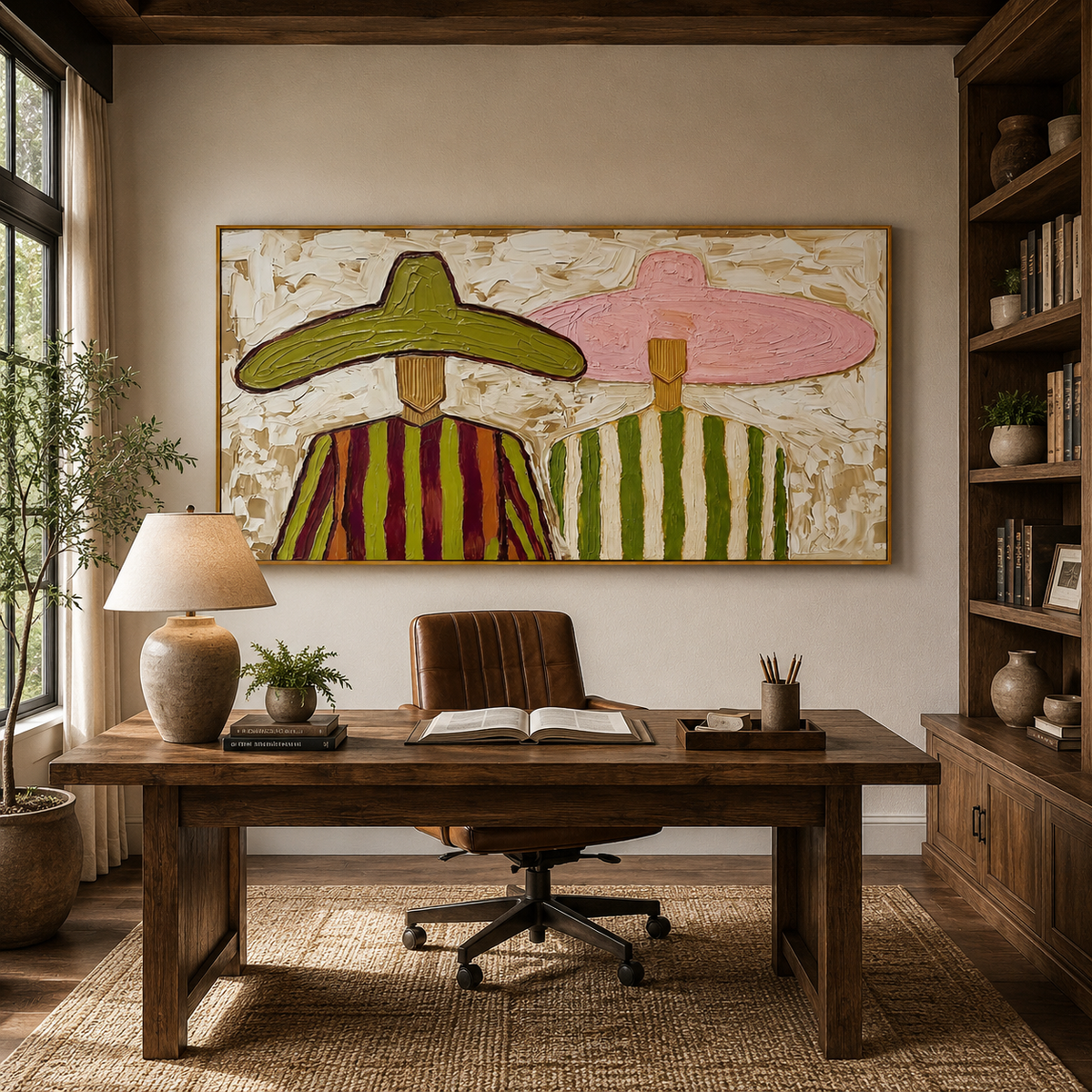 Desert Duo-Colorful Sombrero Portrait Painting