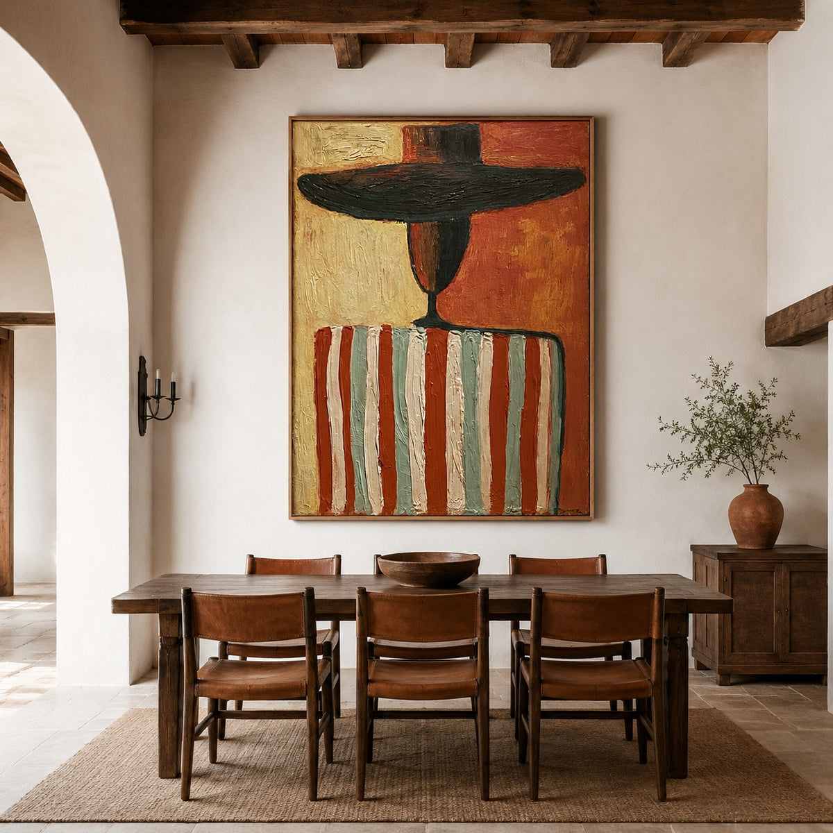 Terracotta Stripe-Western Figure Oil Painting