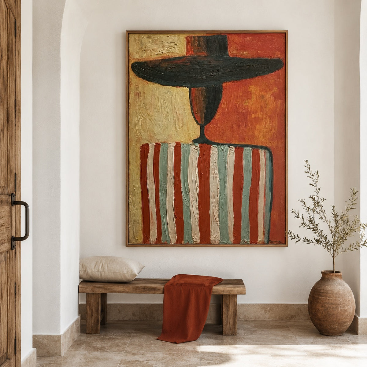 Terracotta Stripe-Western Figure Oil Painting