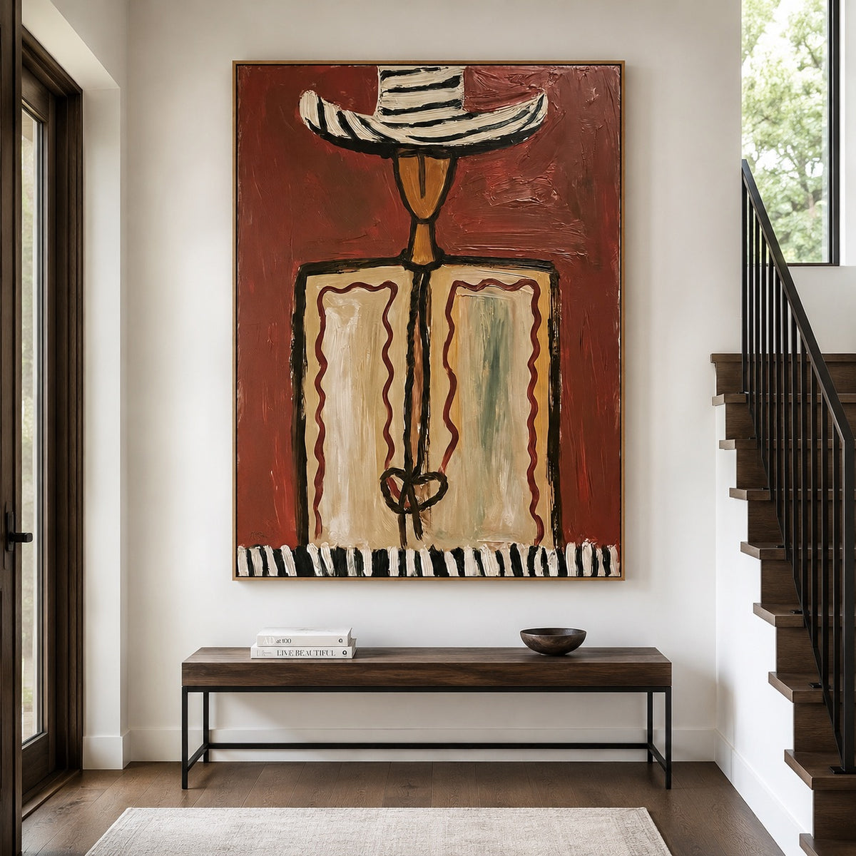Crimson Lines-Western Folk Figure Oil Painting