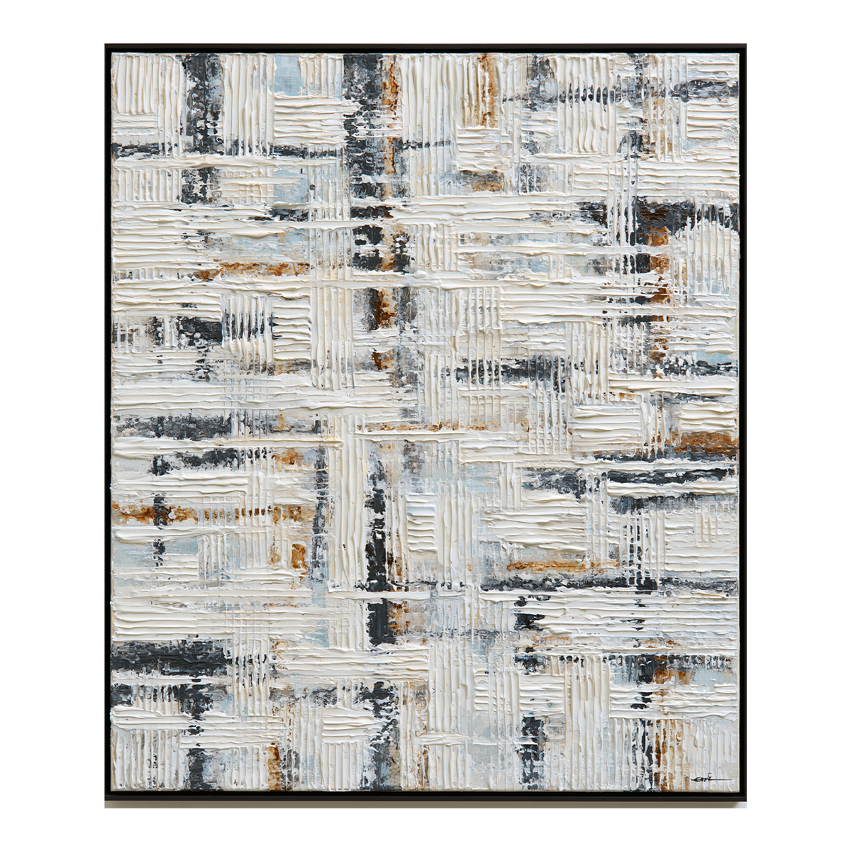 Winter Texture Harmony-Black White Abstract Textured Painting