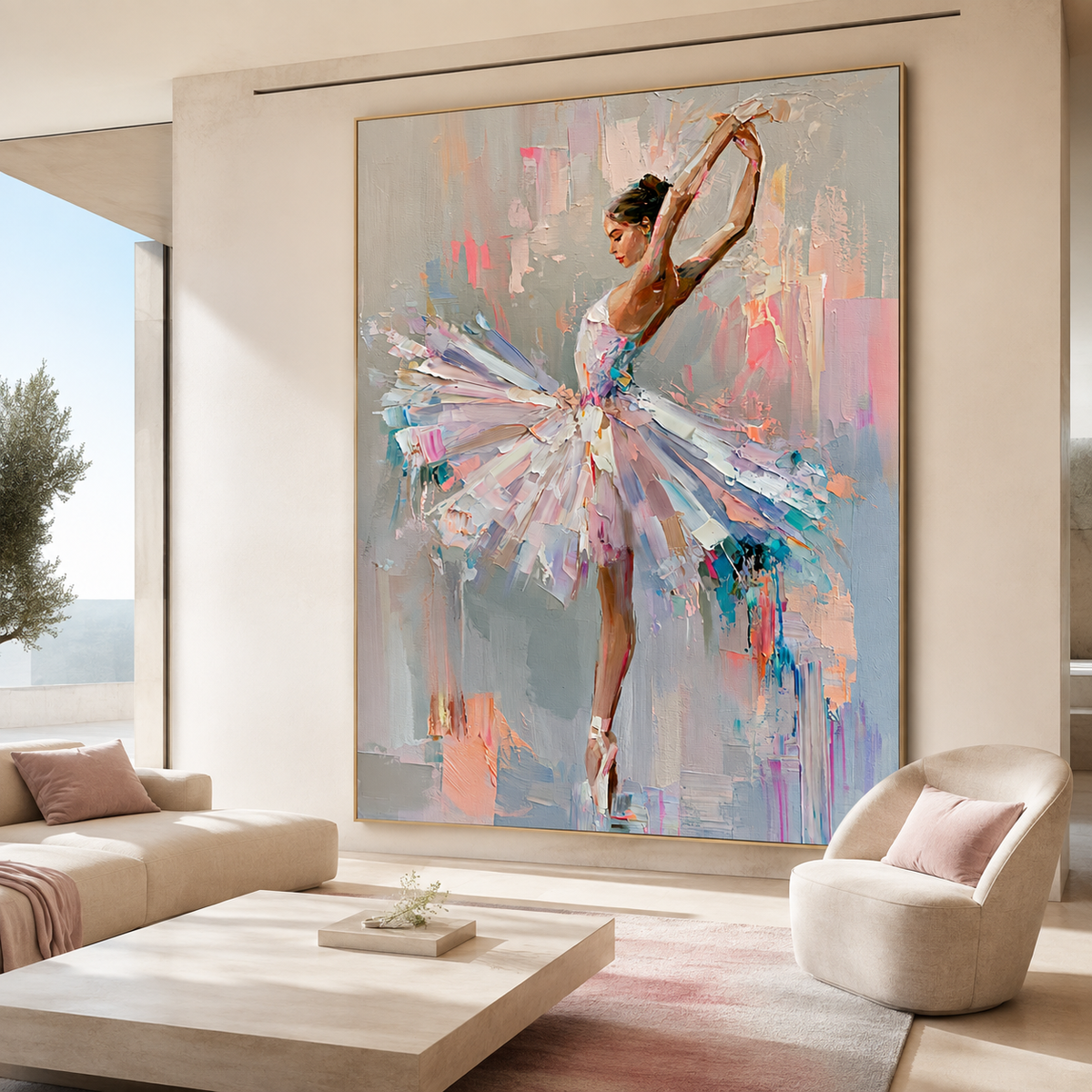 Pastel Ballet Grace-Ballerina Oil Painting