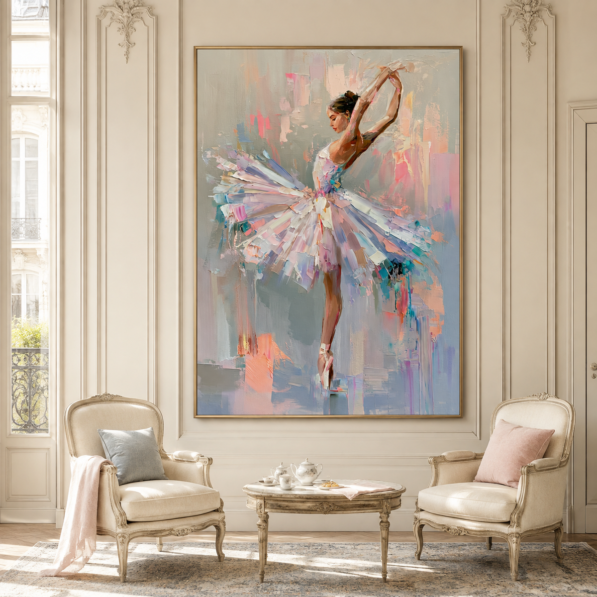 Pastel Ballet Grace-Ballerina Oil Painting