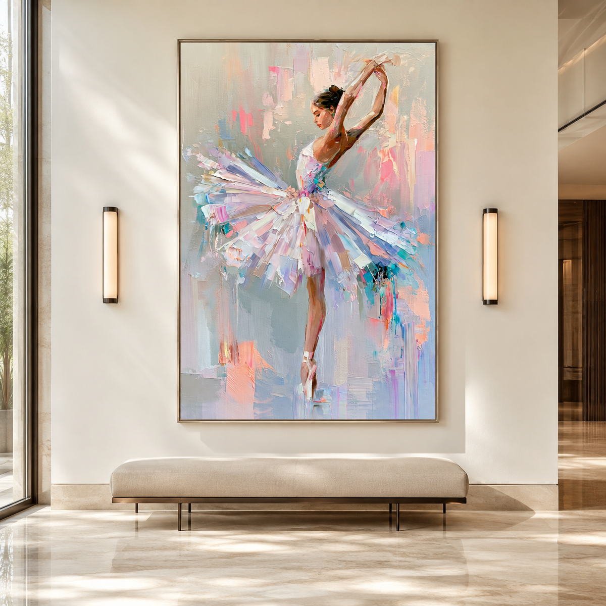 Pastel Ballet Grace-Ballerina Oil Painting