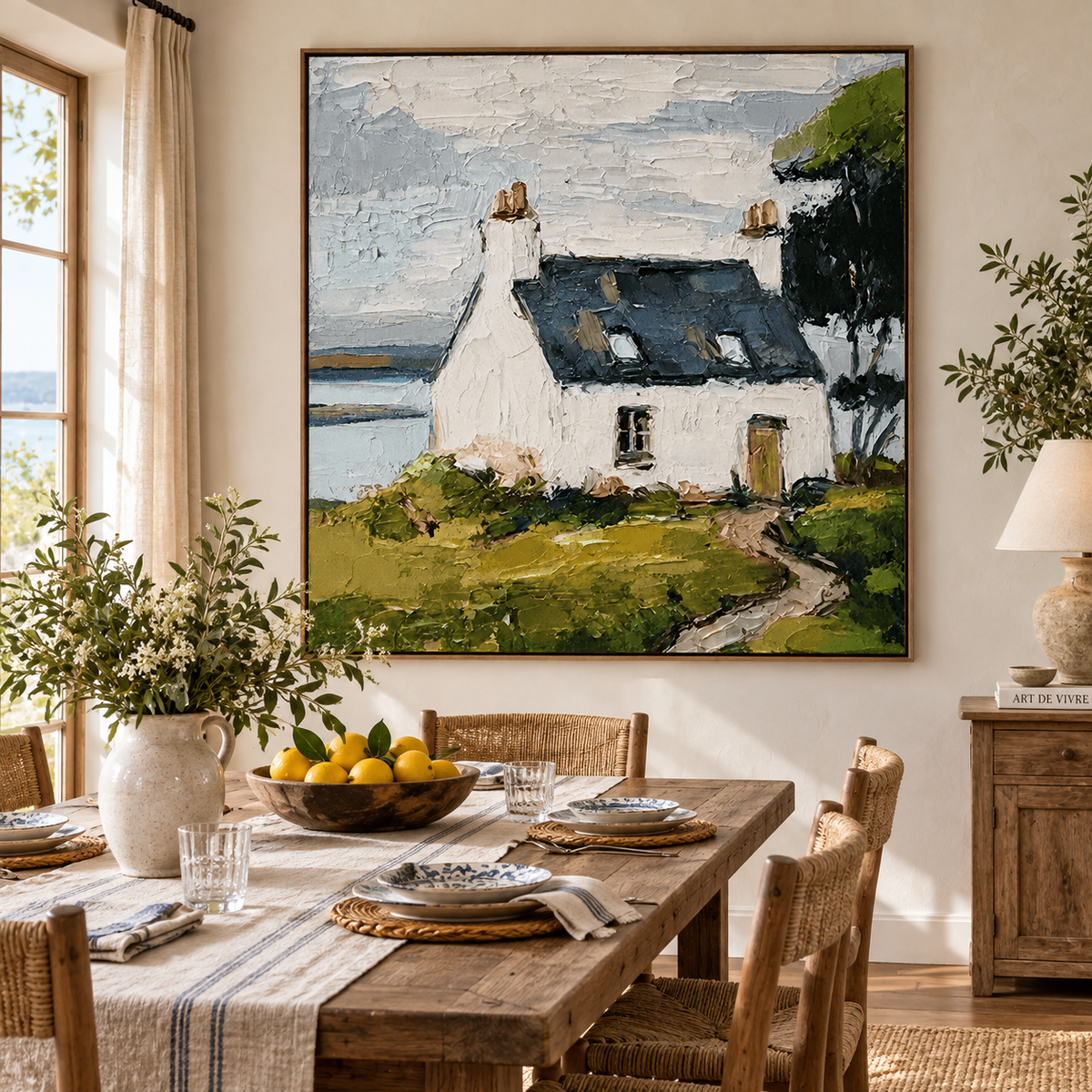 Harbor Cottage-Coastal Landscape Painting