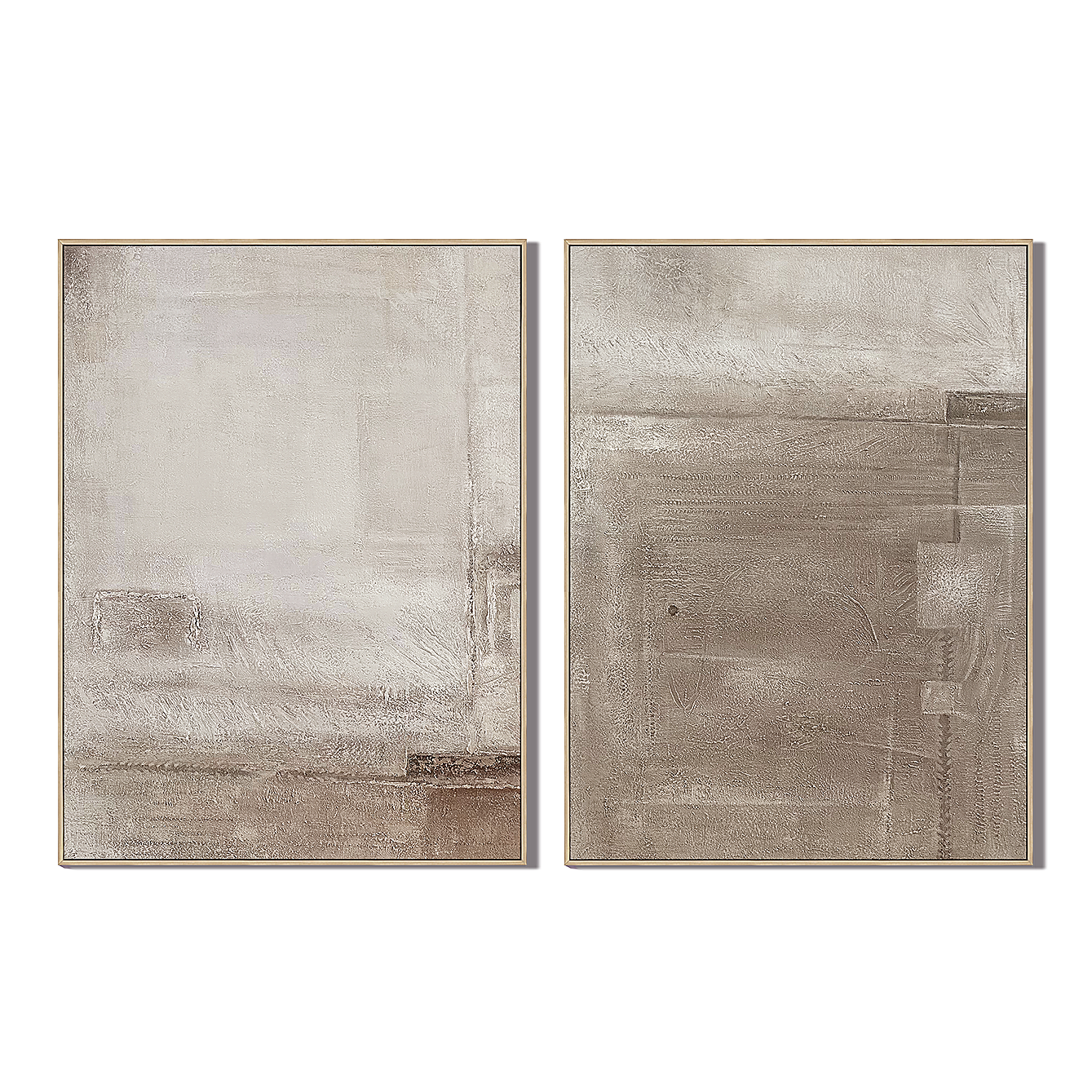 Quiet Structure-Taupe Textured Abstract Diptych