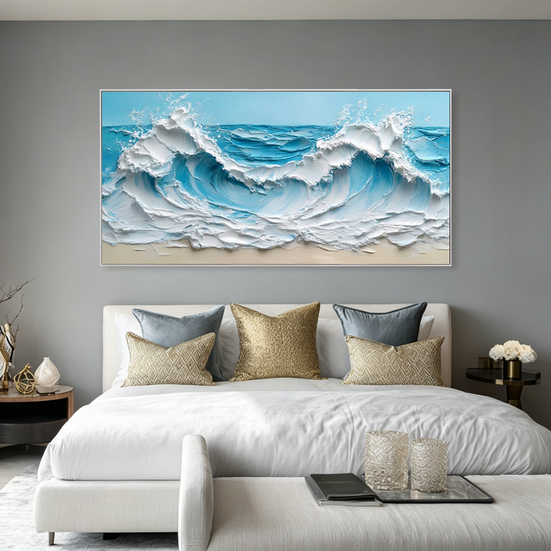 Seafoam Surge-Turquoise Wave Painting