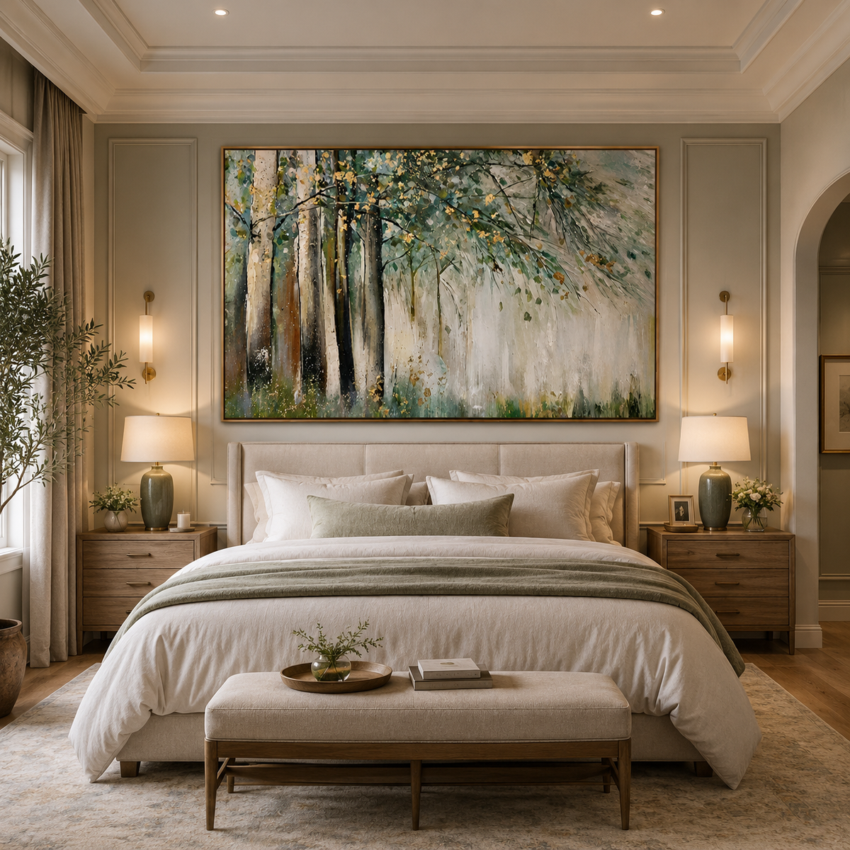 Golden Grove-Misty Forest Landscape Painting