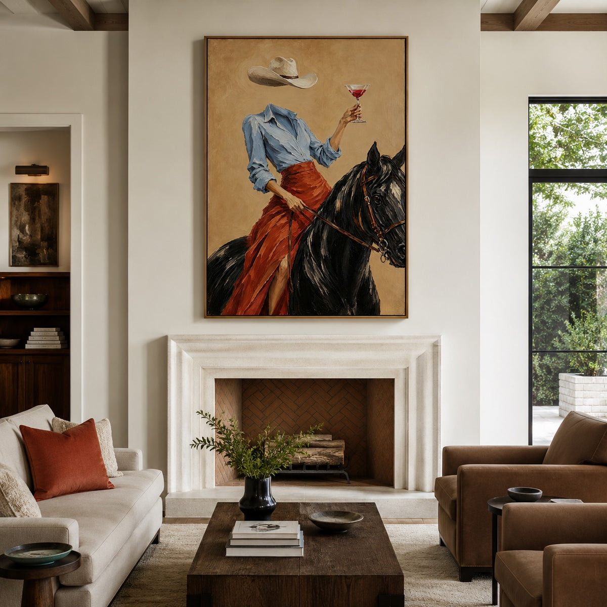 Saddle Toast-Cowgirl Horse Oil Painting