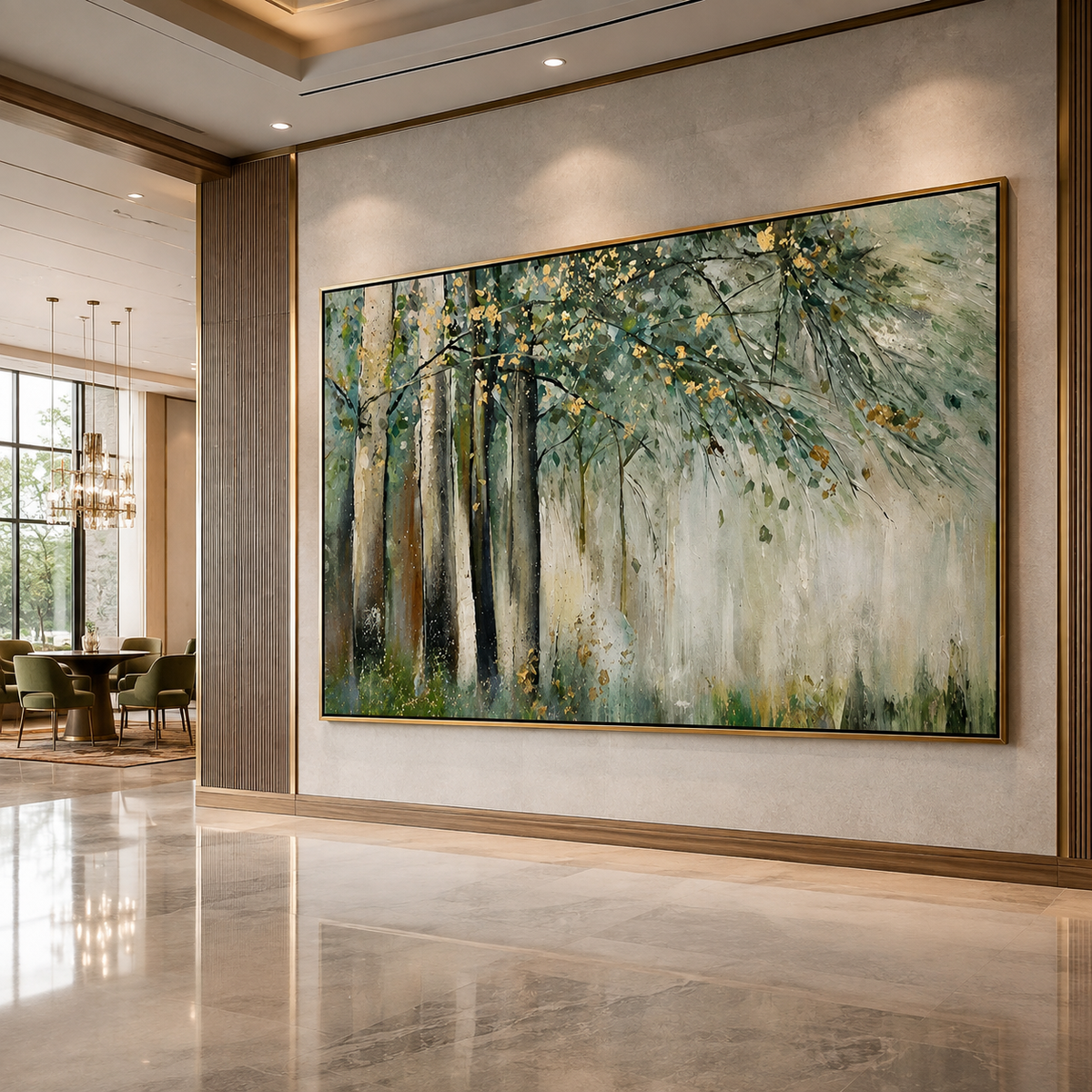 Golden Grove-Misty Forest Landscape Painting