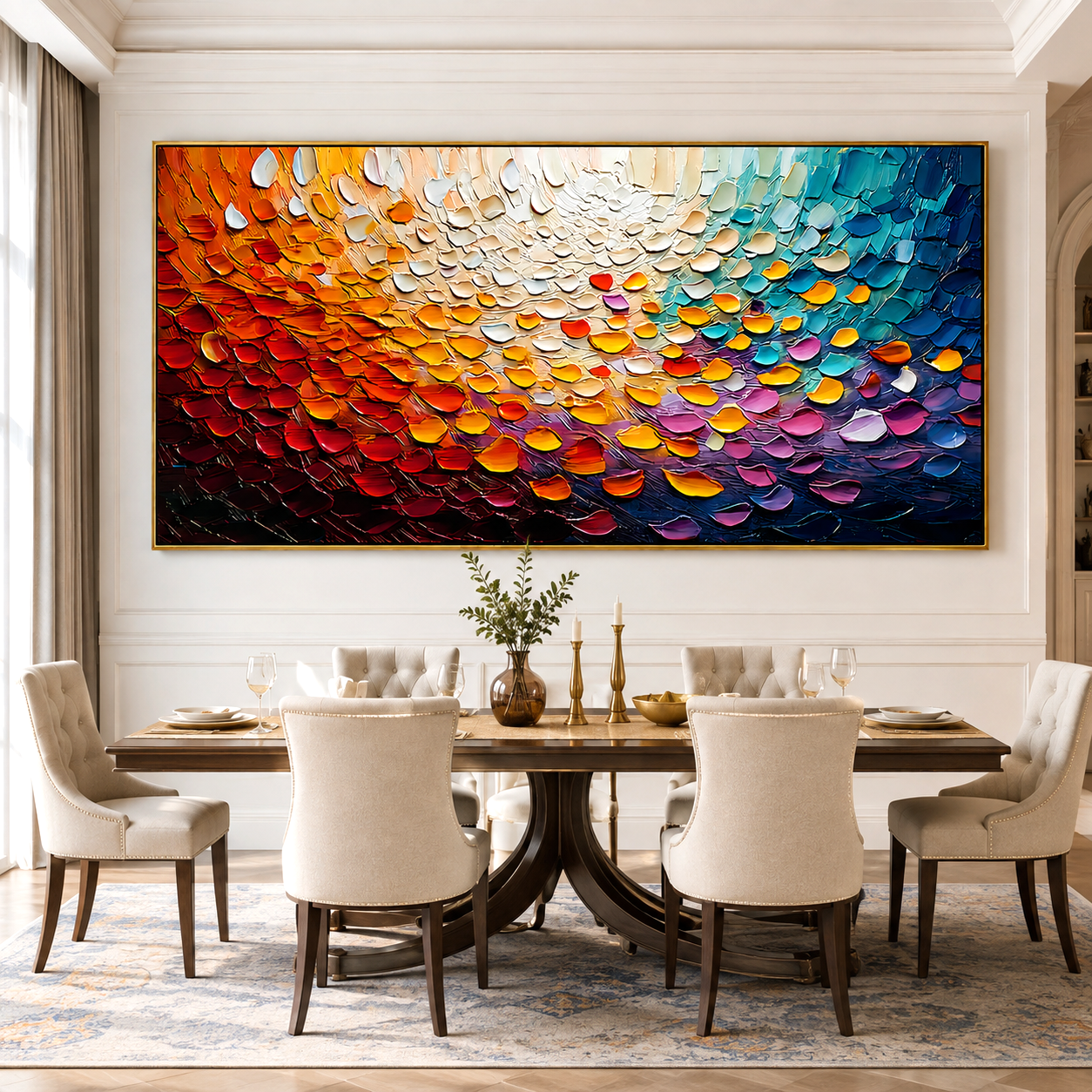 Chromatic Current-Colorful Impasto Abstract Painting