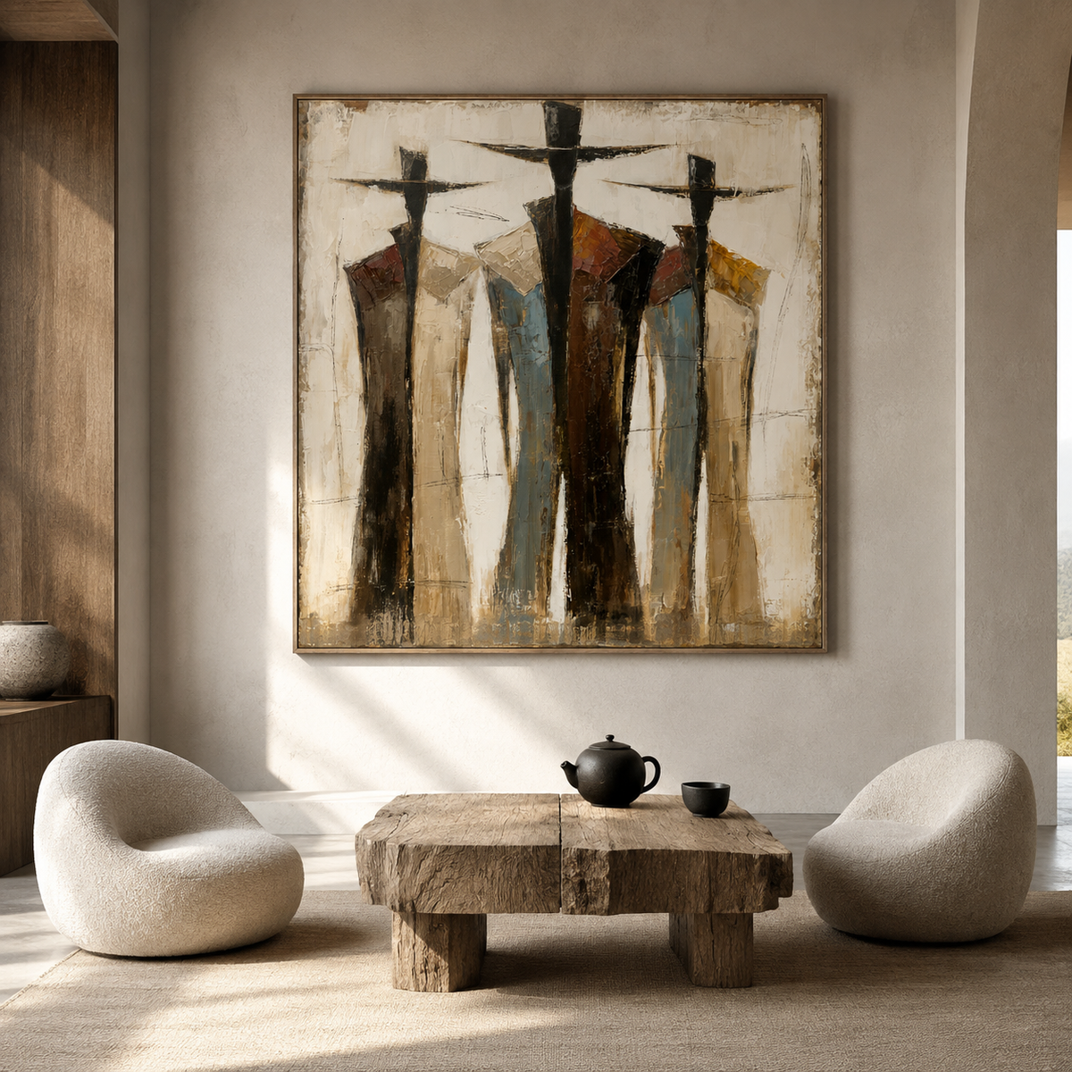 Quiet Procession-Neutral Figurative Painting