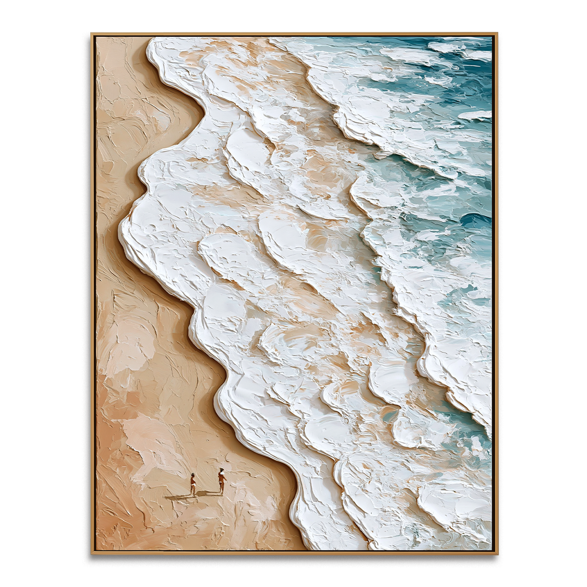 Coastal Serenity-Aerial Ocean Wave Texture Oil Painting