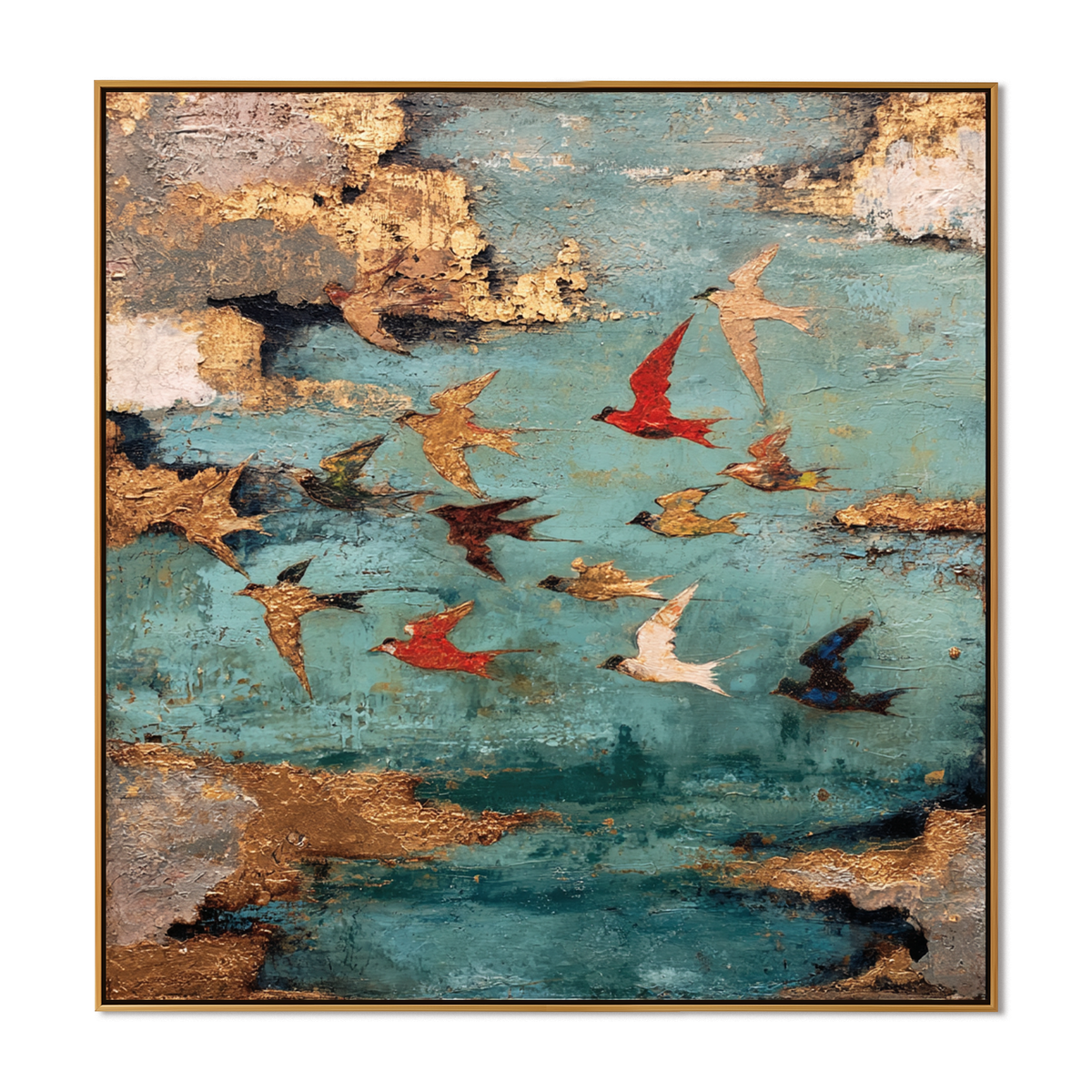 Azure Flight-Bird Abstract Texture Painting