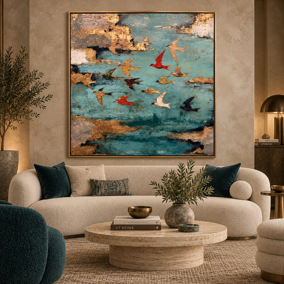 Azure Flight-Bird Abstract Texture Painting