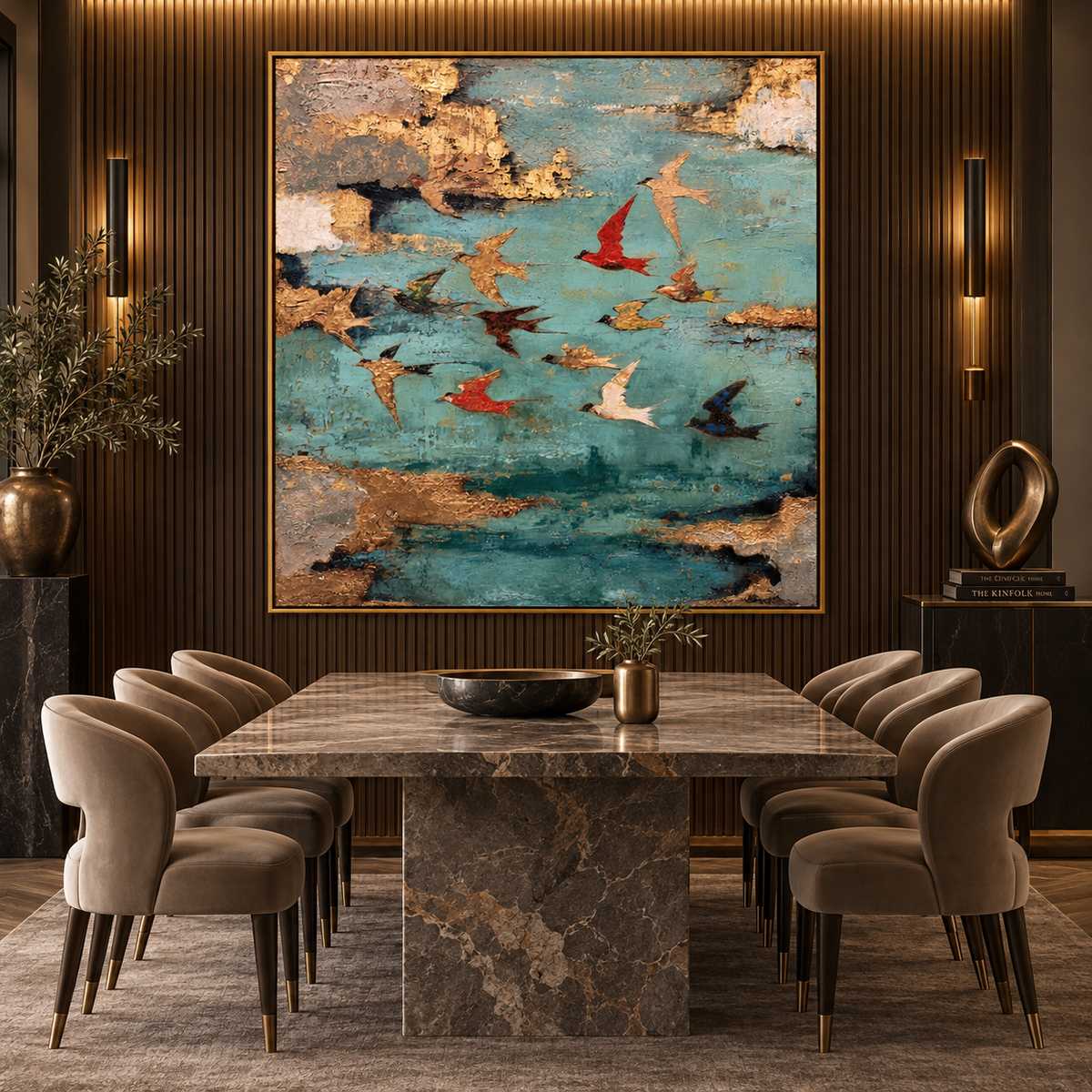 Azure Flight-Bird Abstract Texture Painting