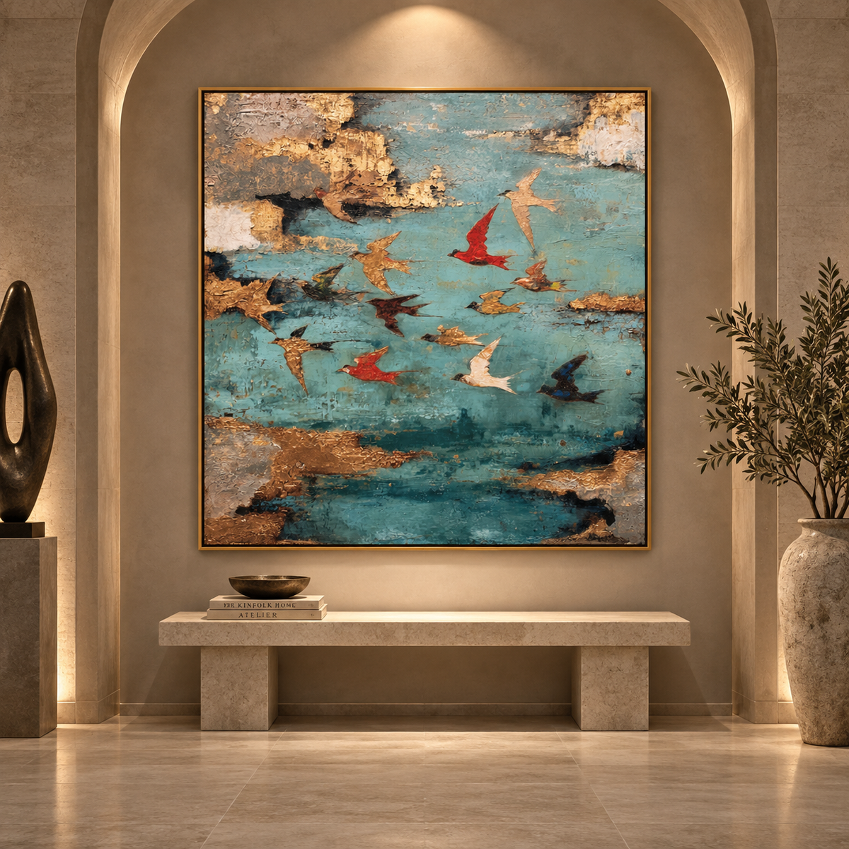 Azure Flight-Bird Abstract Texture Painting