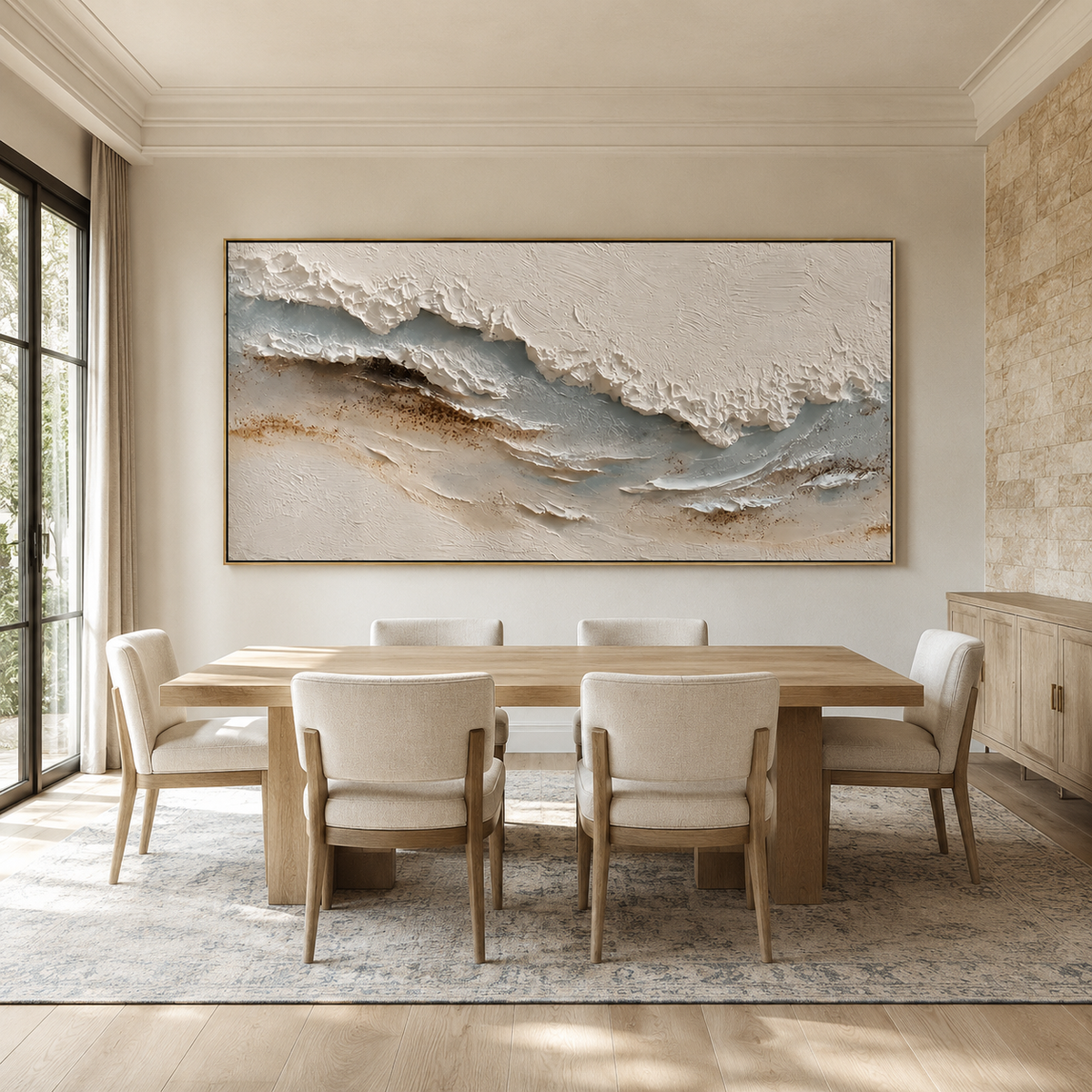 Quiet Shore-Neutral Blue Textured Coastal Painting