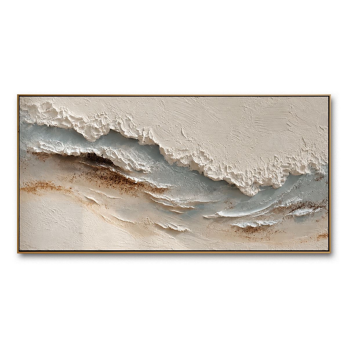 Quiet Shore-Neutral Blue Textured Coastal Painting