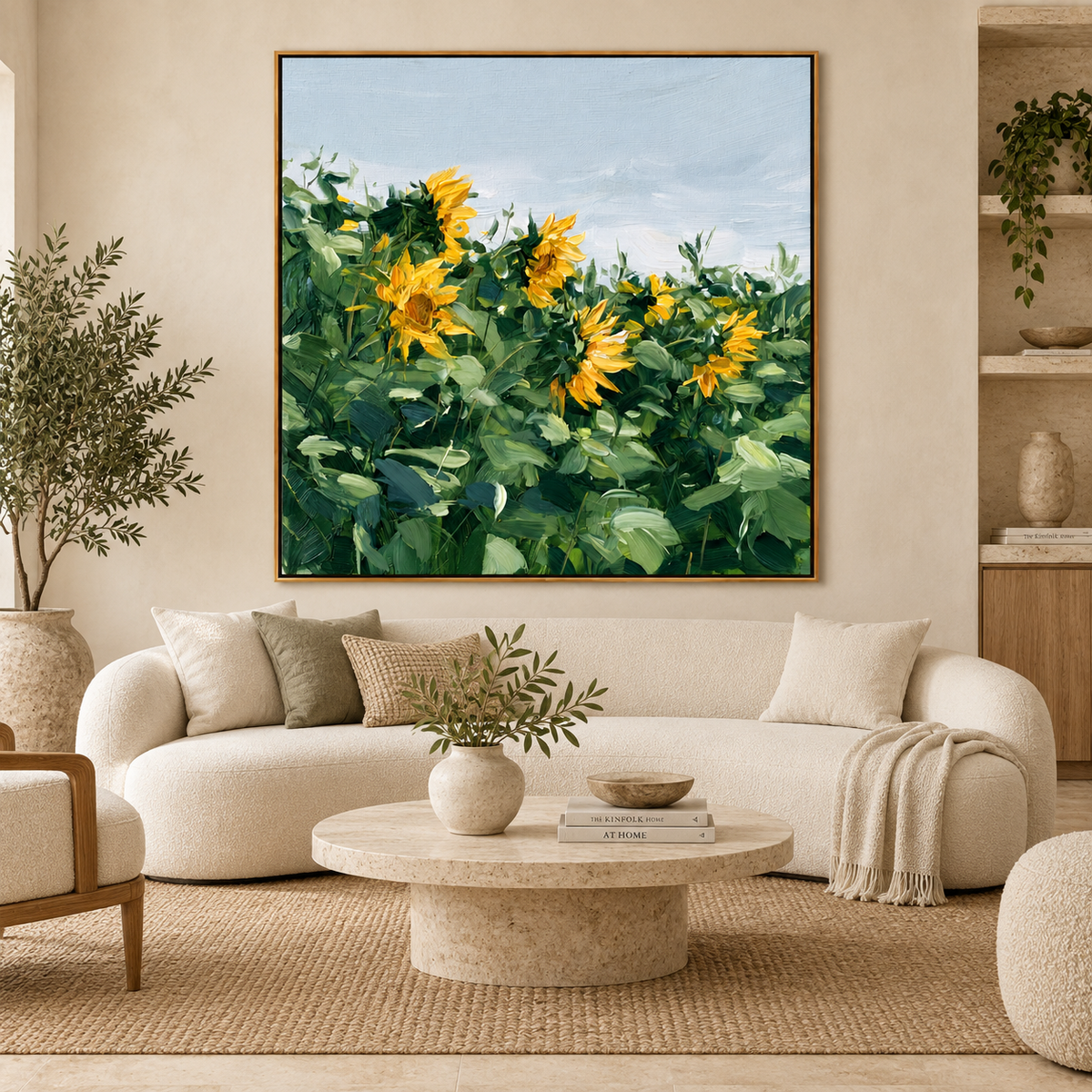 Golden Sunflower Meadow Floral Painting
