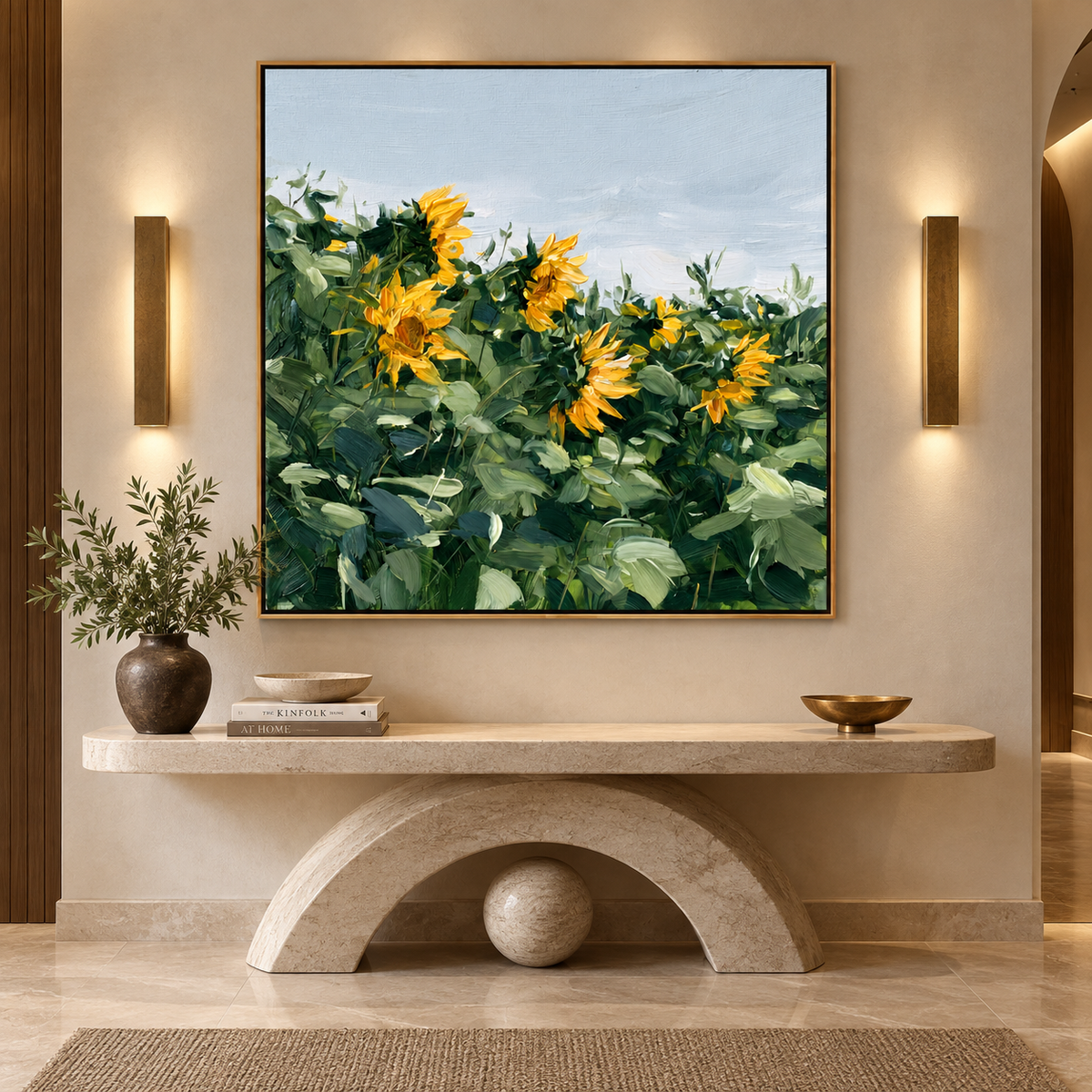 Golden Sunflower Meadow Floral Painting