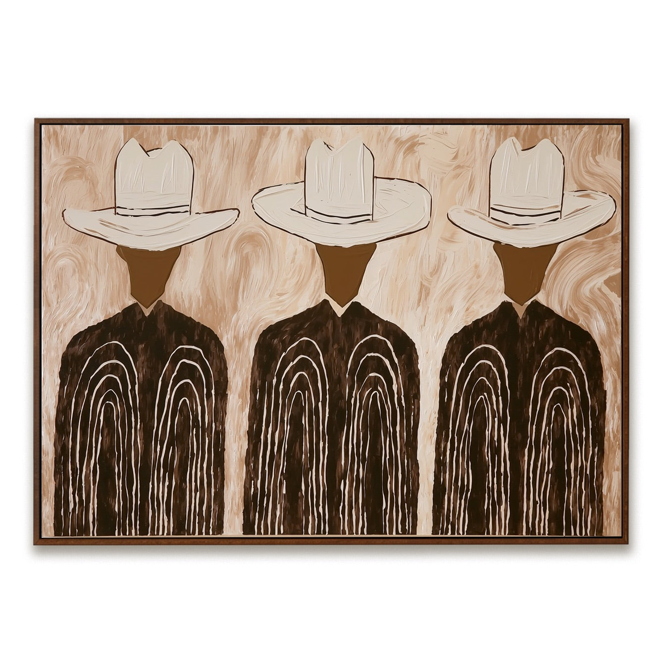 Desert Three-Cowboy Trio Oil Painting