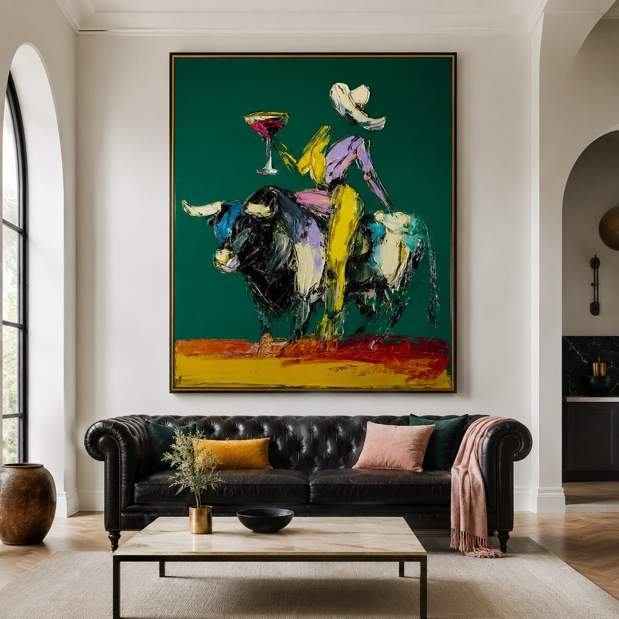 Emerald Toast-Western Longhorn Oil Painting