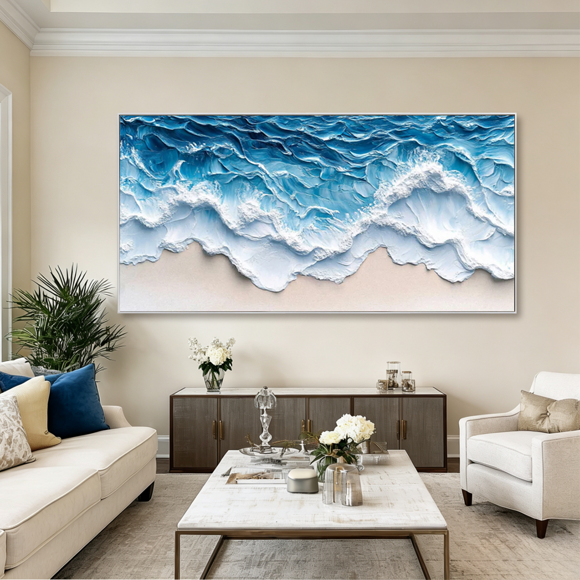 Foam Cascade-Blue Shoreline Painting