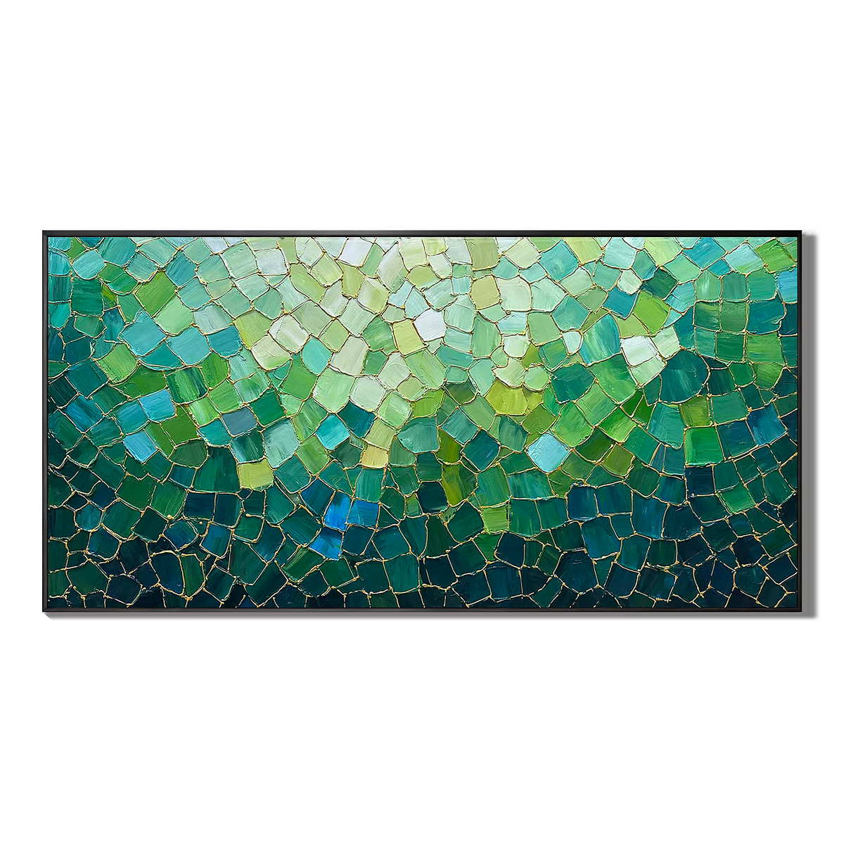Emerald Tesserae-Green Mosaic Abstract Painting