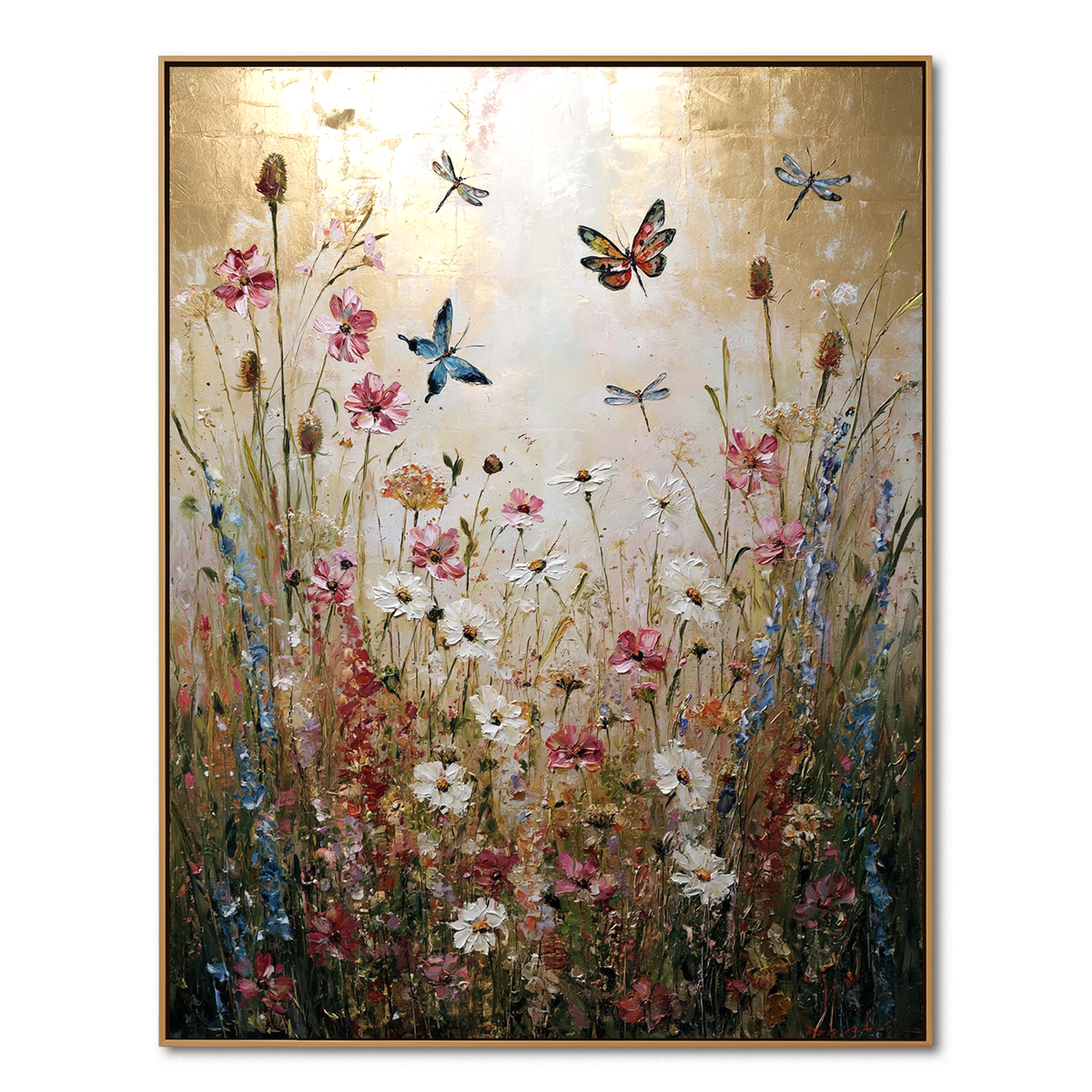 Golden Meadow-Wildflower Butterfly Painting