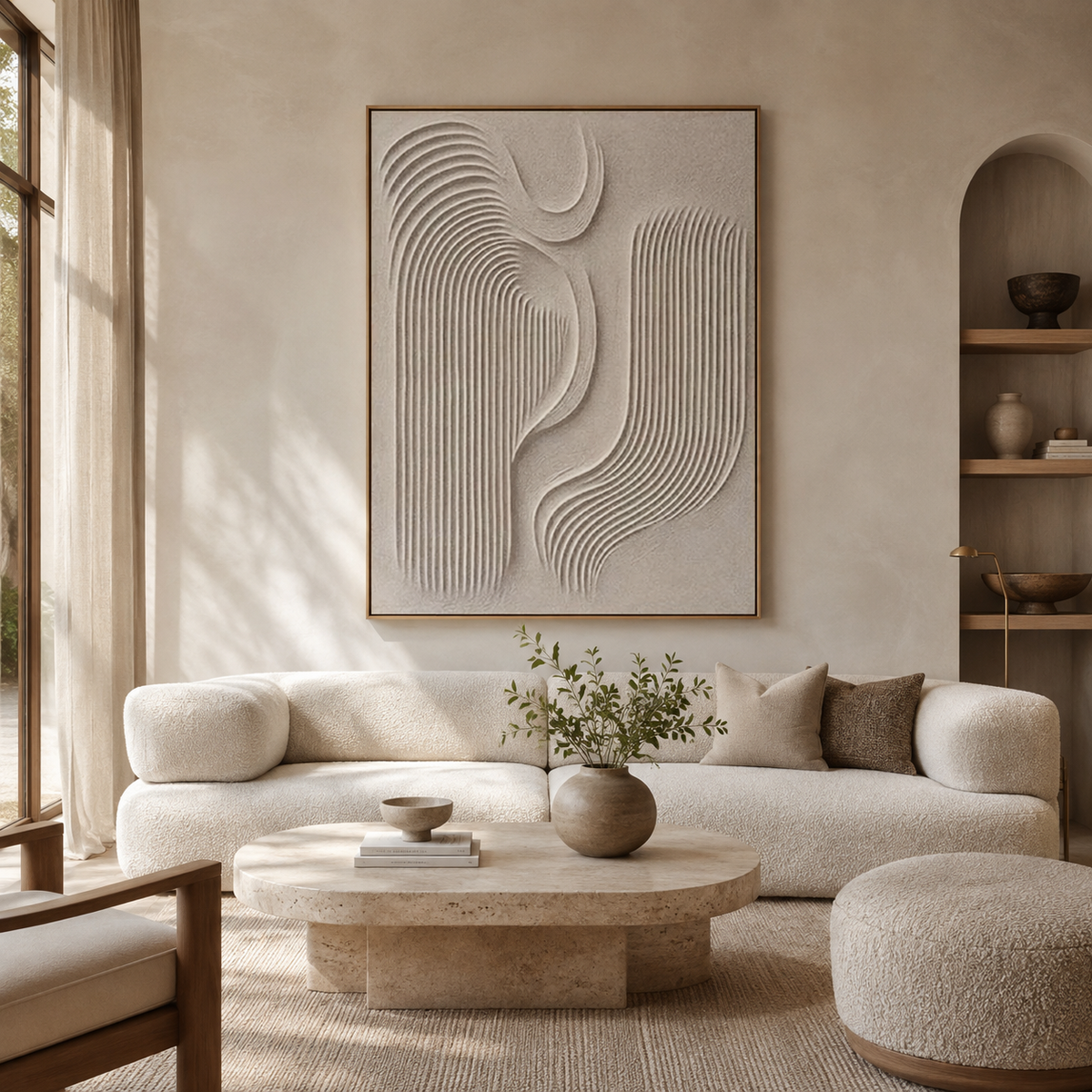 Silent Curves Relief-Abstract Textured Wall Art