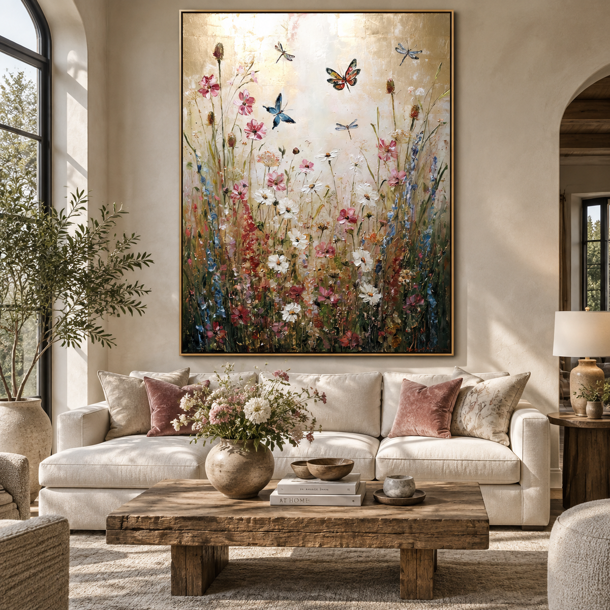 Golden Meadow-Wildflower Butterfly Painting