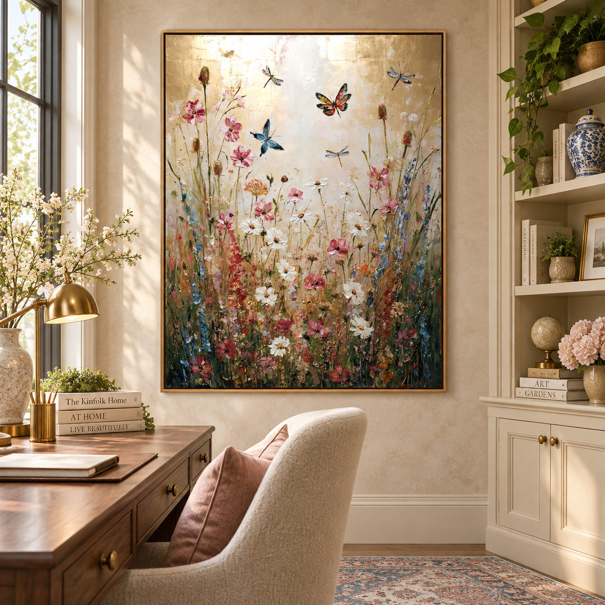 Golden Meadow-Wildflower Butterfly Painting