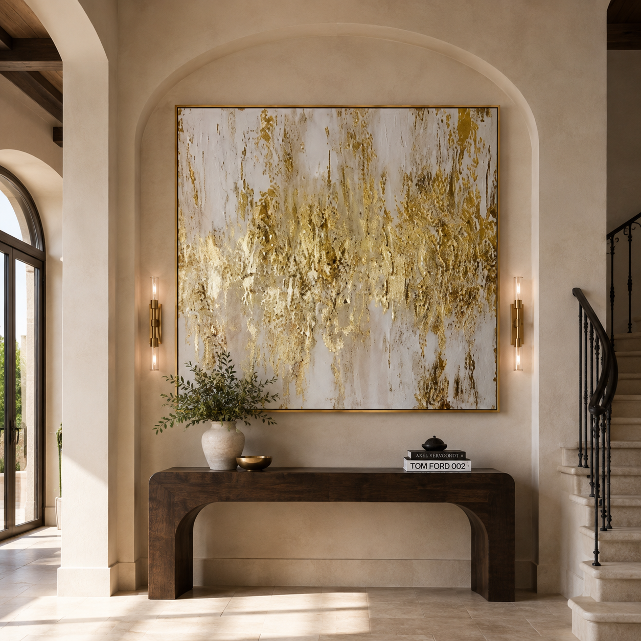 Golden Rainfall-Abstract Textured Gold Painting