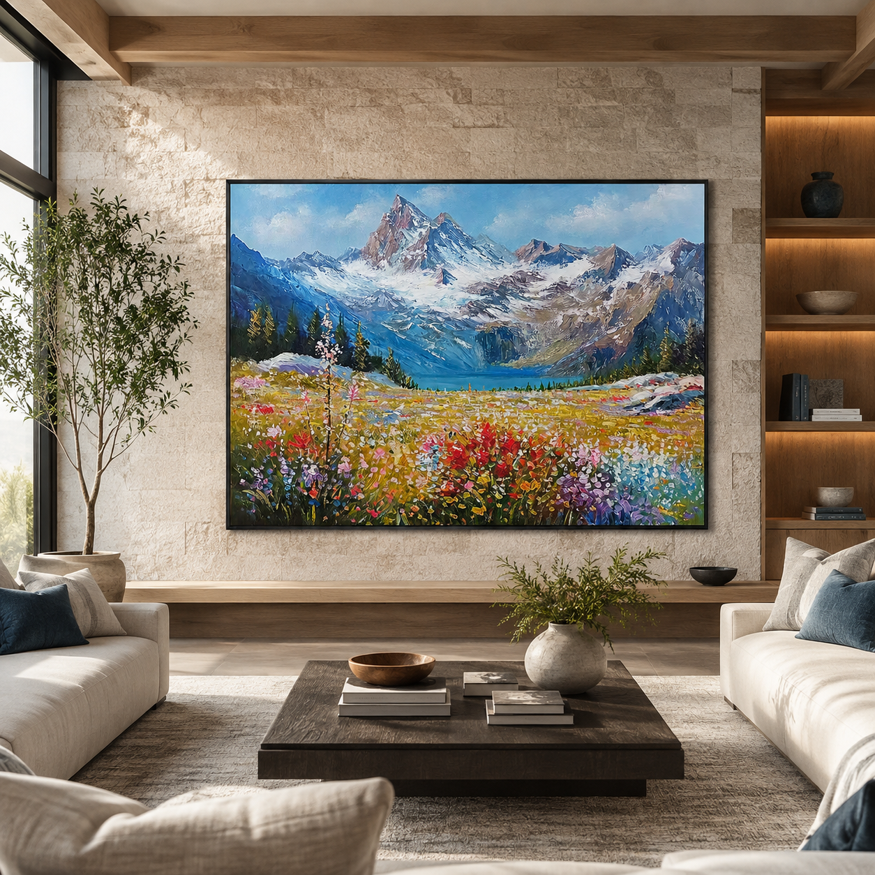 Alpine Bloom-Wildflower Mountain Painting