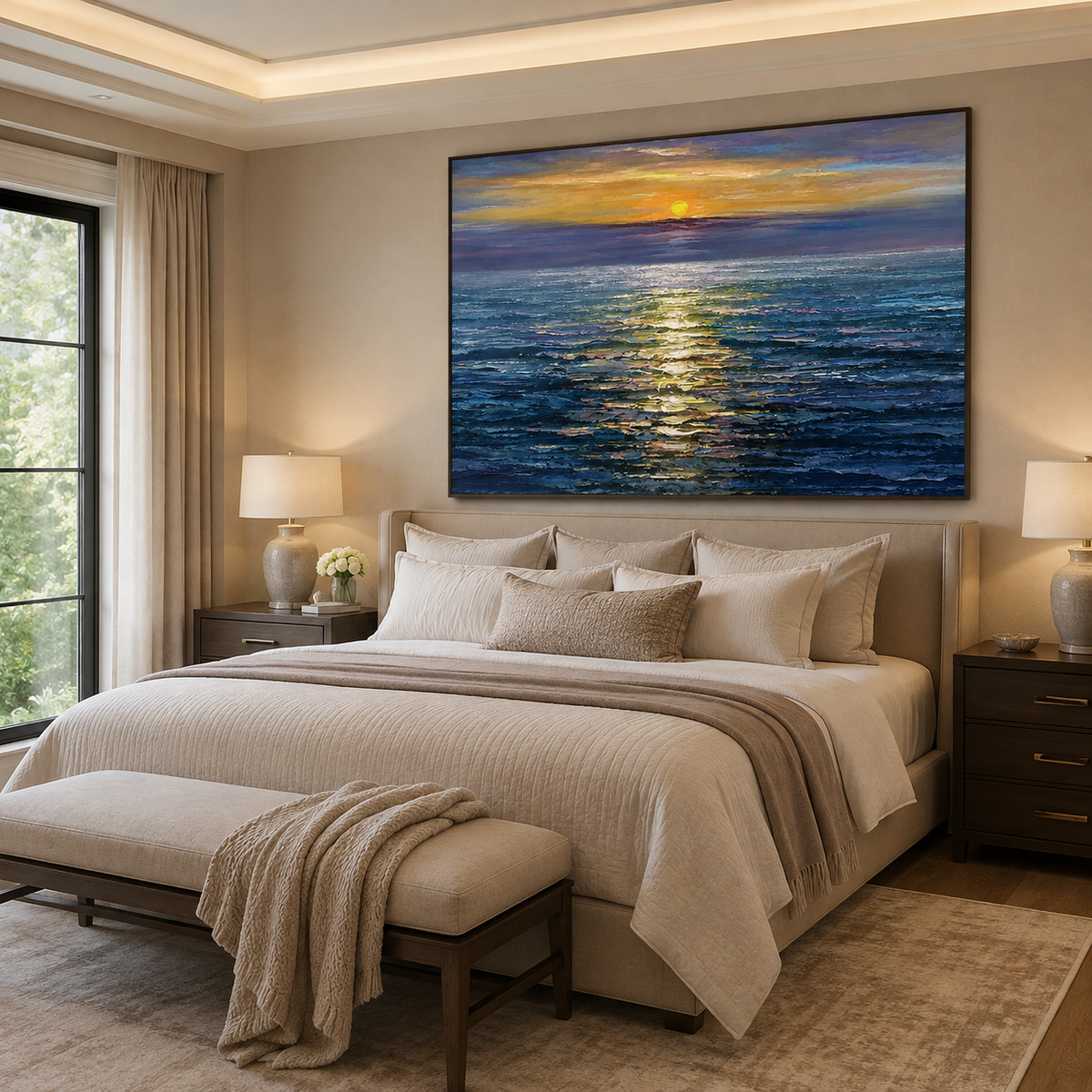 Last Light-Blue Ocean Sunset Painting