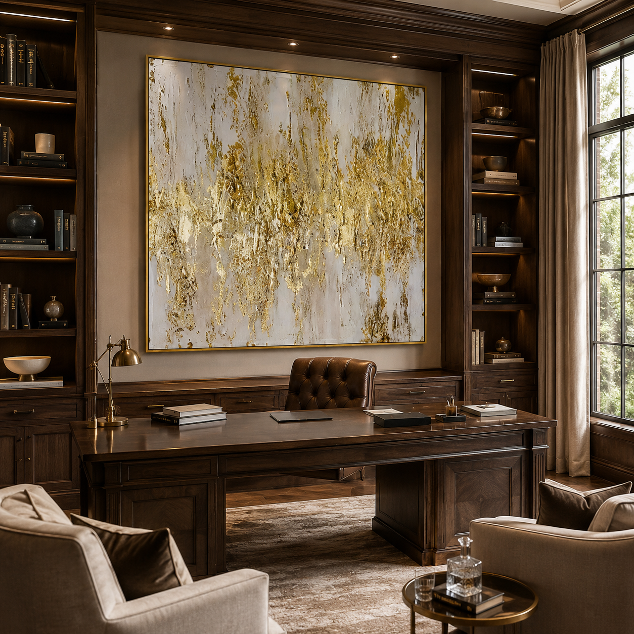 Golden Rainfall-Abstract Textured Gold Painting