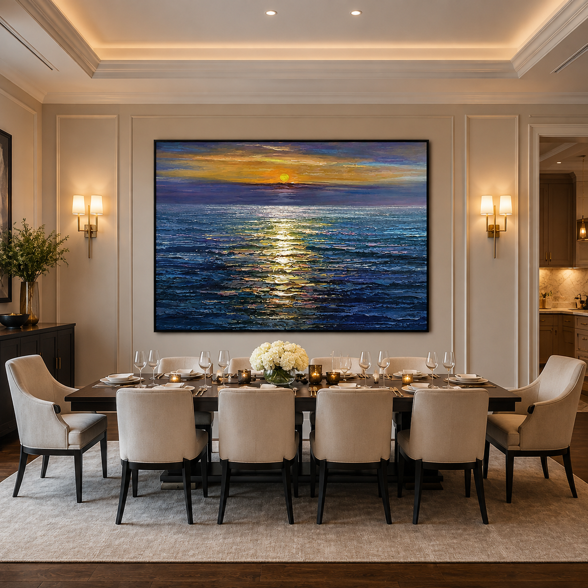Last Light-Blue Ocean Sunset Painting