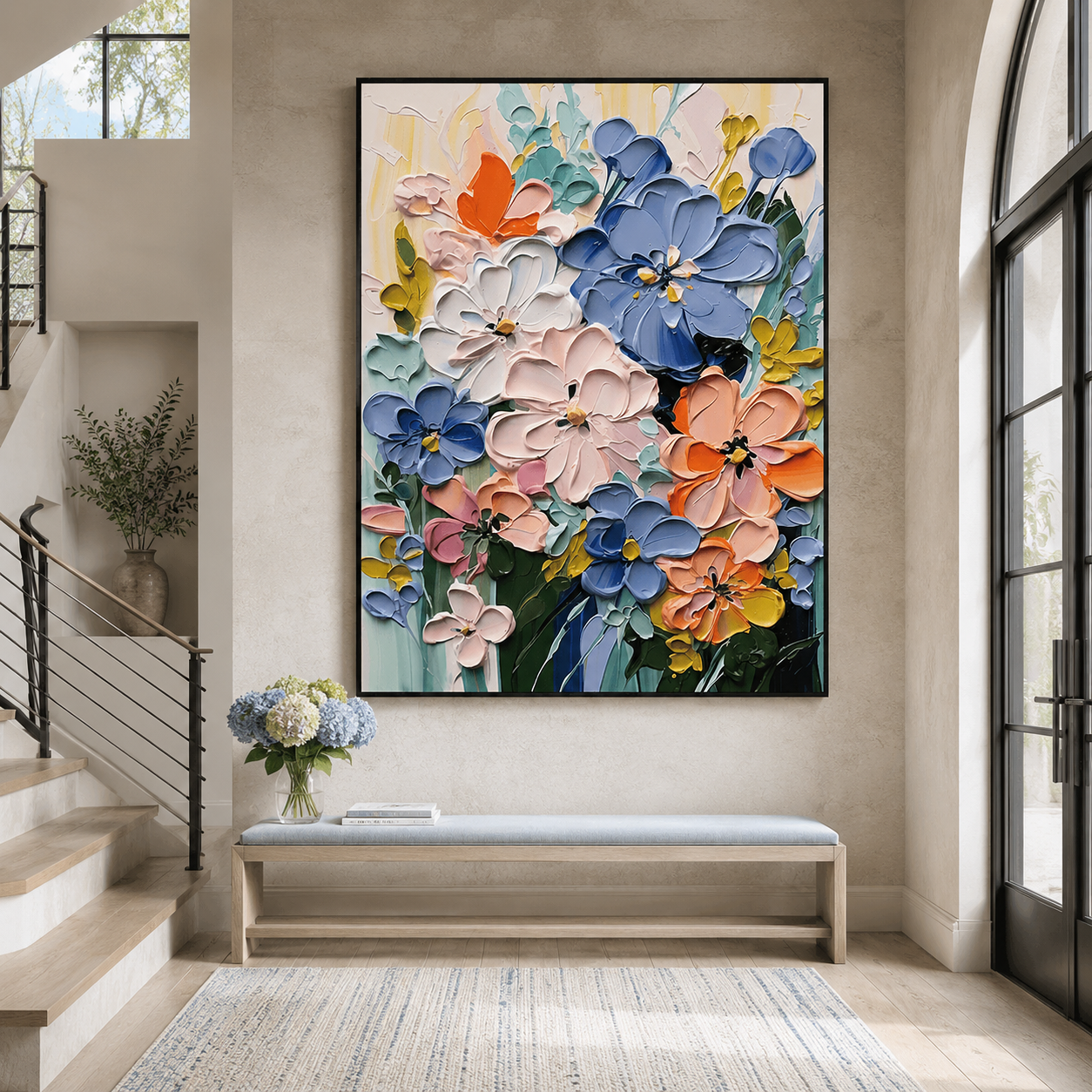 Petal Mosaic-Colorful Floral Impasto Painting