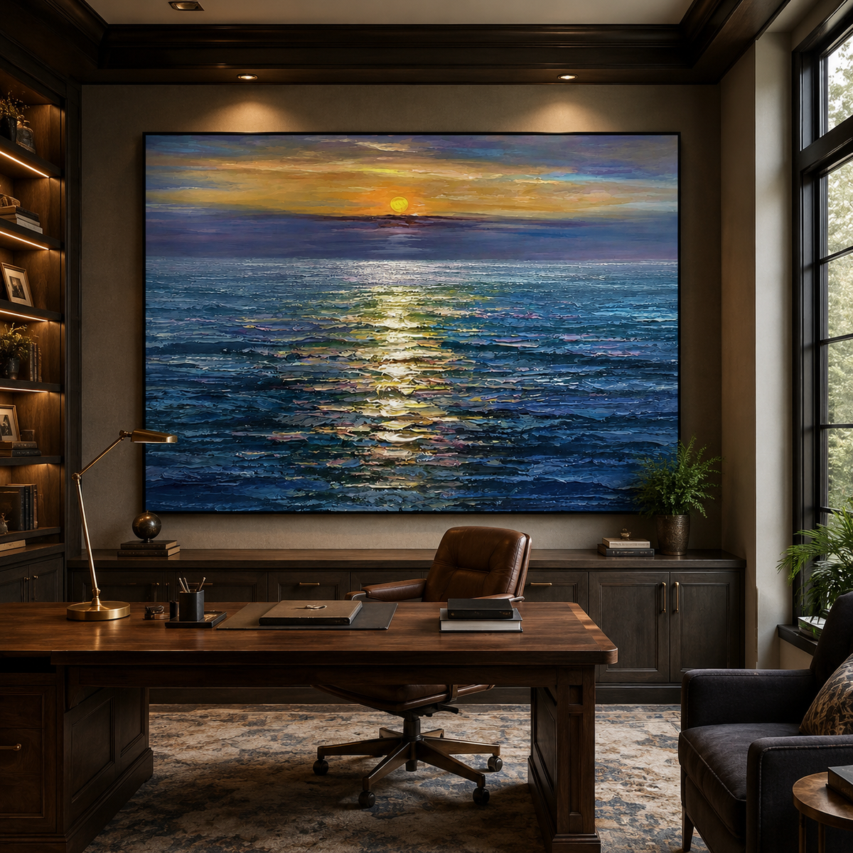 Last Light-Blue Ocean Sunset Painting