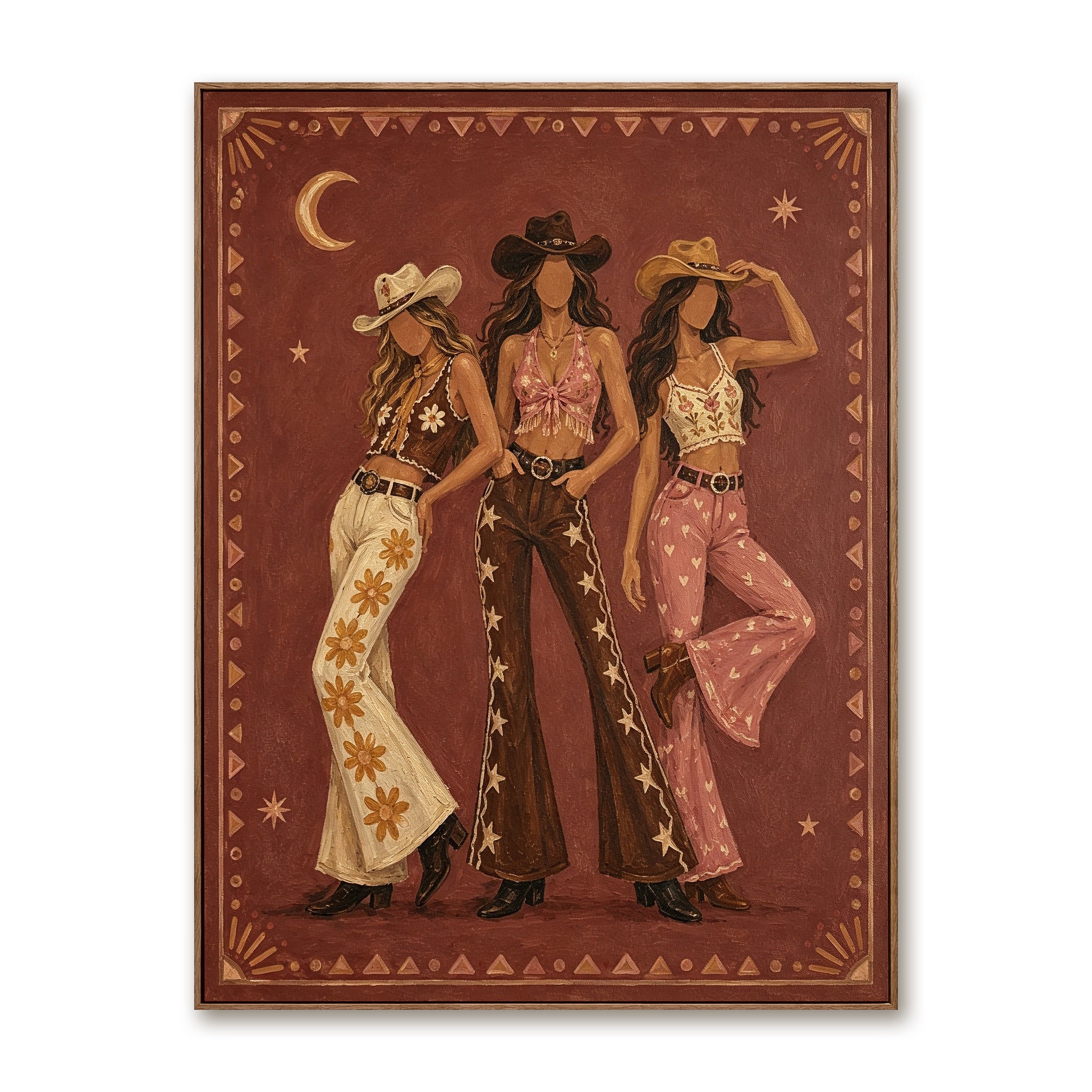 Desert Sisters-Cowgirl Trio Oil Painting