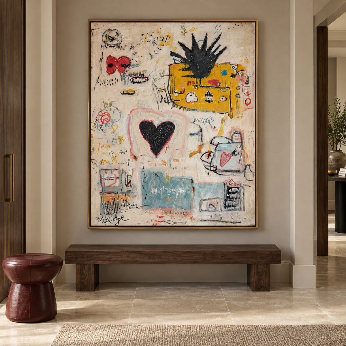 Urban Heart Story-Colorful Abstract Graffiti Pop Art Painting