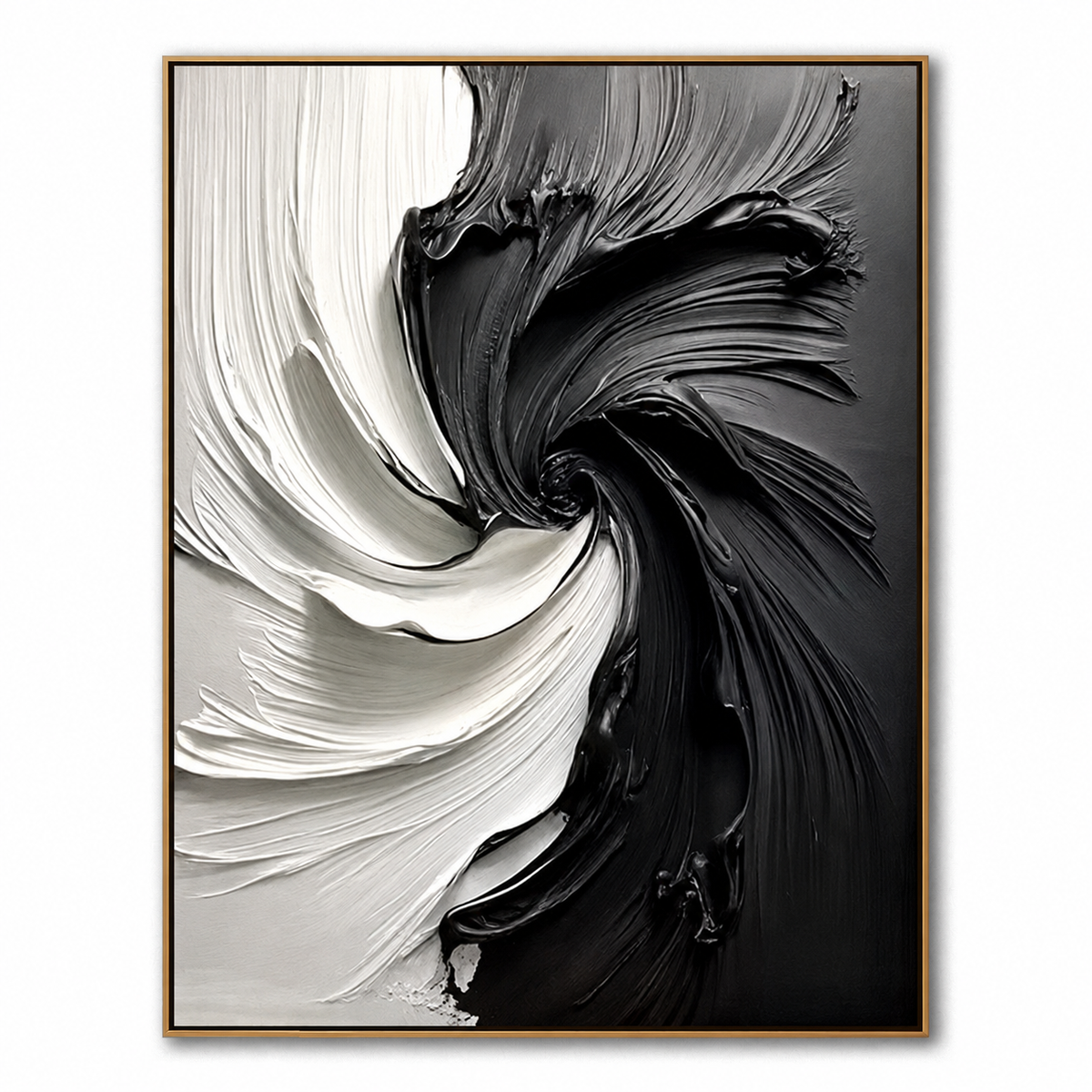 Dual Current-Black White Swirl Abstract Painting